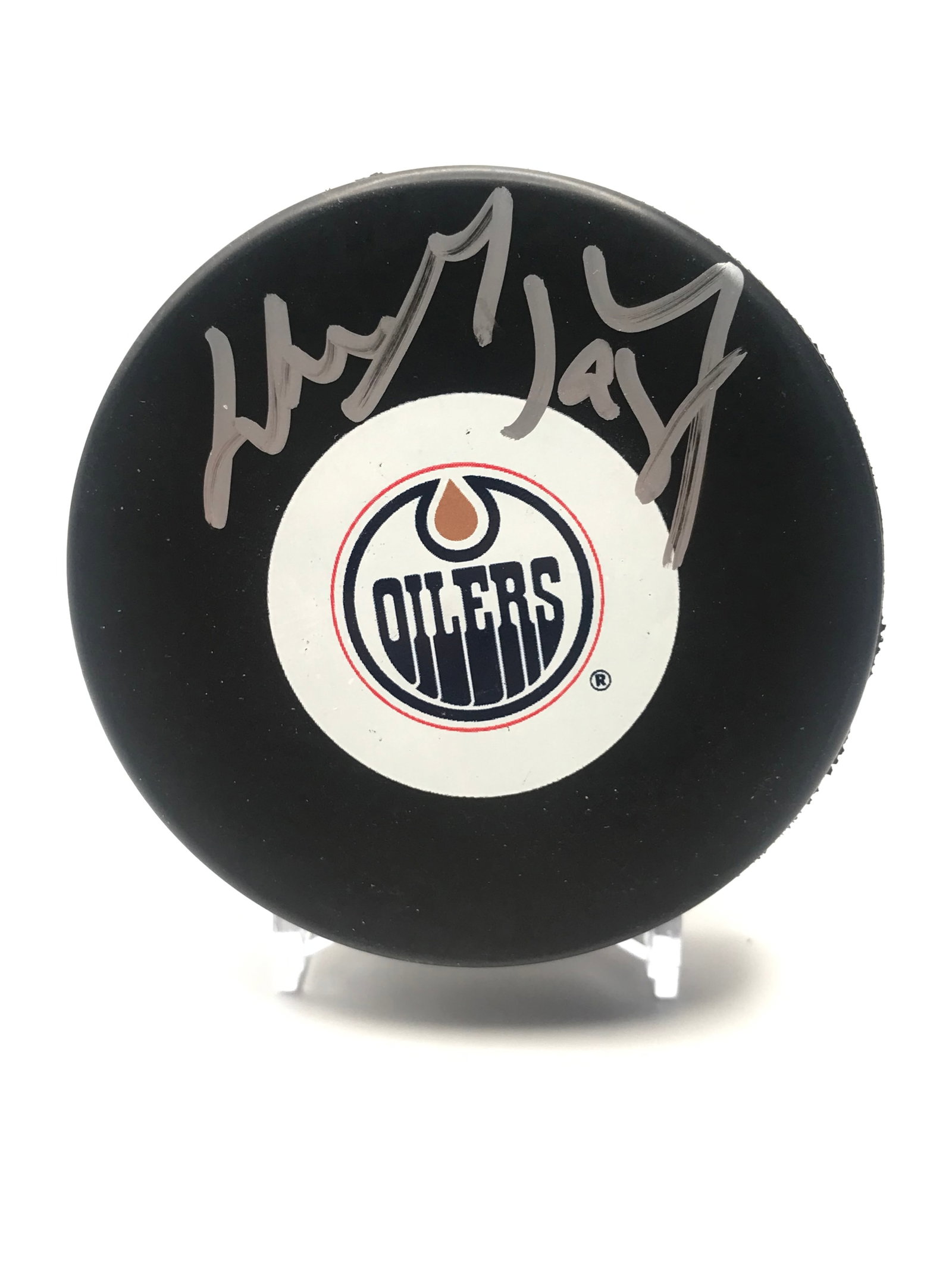 WAYNE GRETZKY SIGNED EDMONTON OILERS PUCK (1 of 2)
