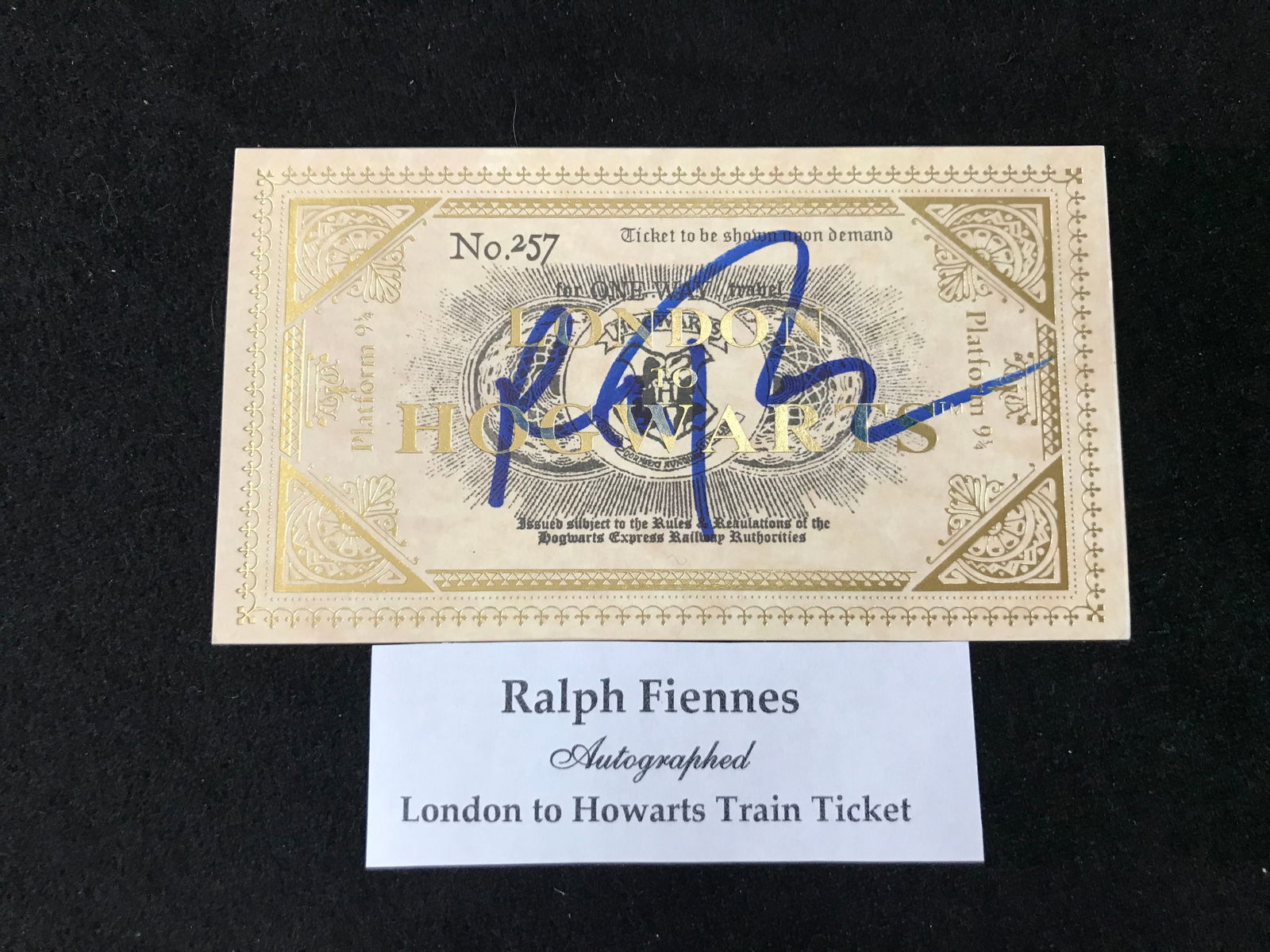 RALPH FIENNES SIGNED HOGWARTS TRAIN TICKET (RA COA) (1 of 2)