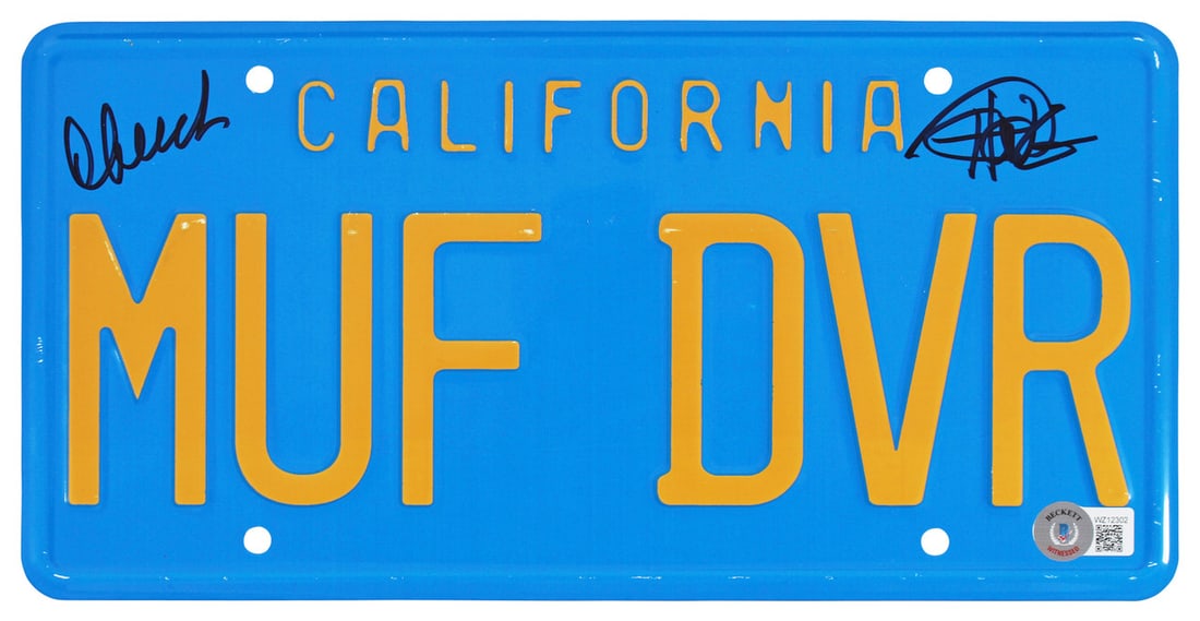 Cheech Marin & Tommy Chong Up in Smoke Signed MUF DVR License Plate BECKETT COA (1 of 1)