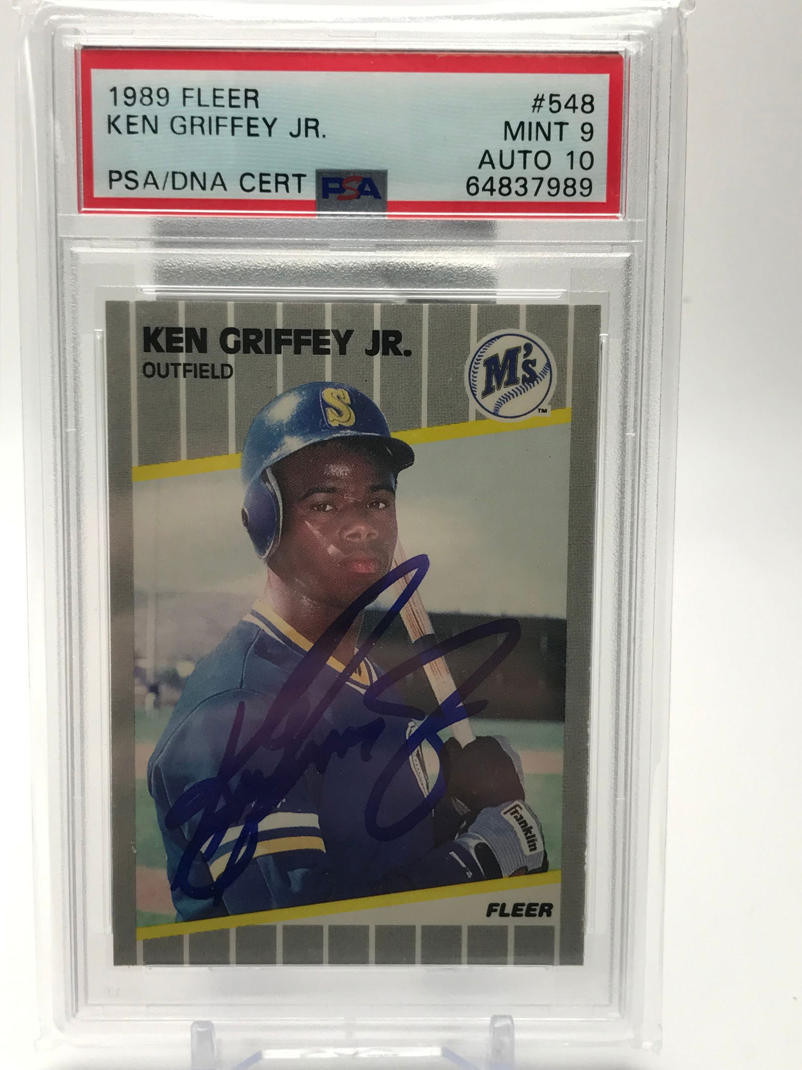 1989 FLEER NO.548 KEN GRIFFEY JR. PSA GRADED 10 (1 of 2)