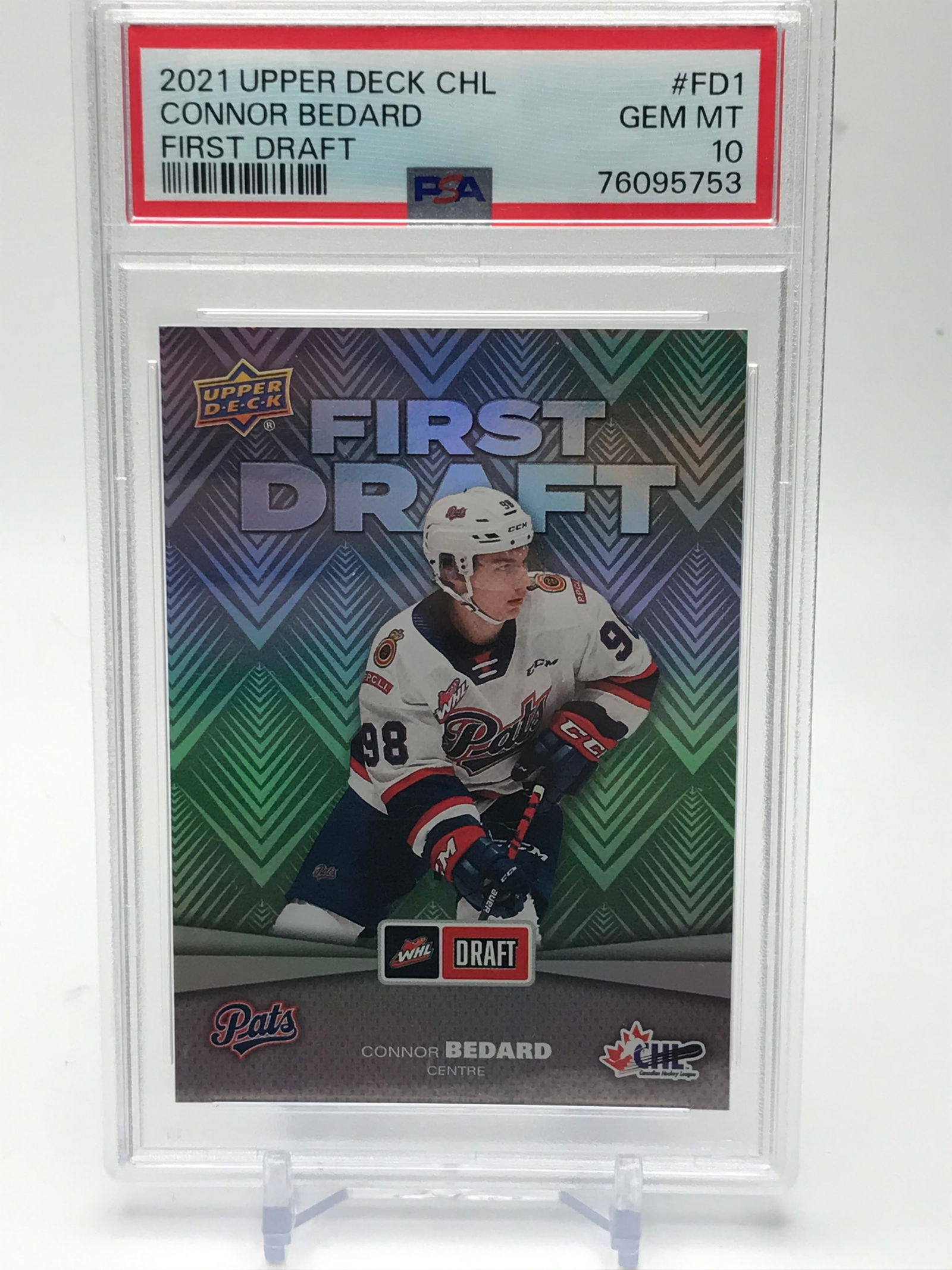 2021 UPPER DECK CHL NO.FD1 CONNOR BEDARD FIRST DRAFT PSA  GRADED 10 (1 of 2)