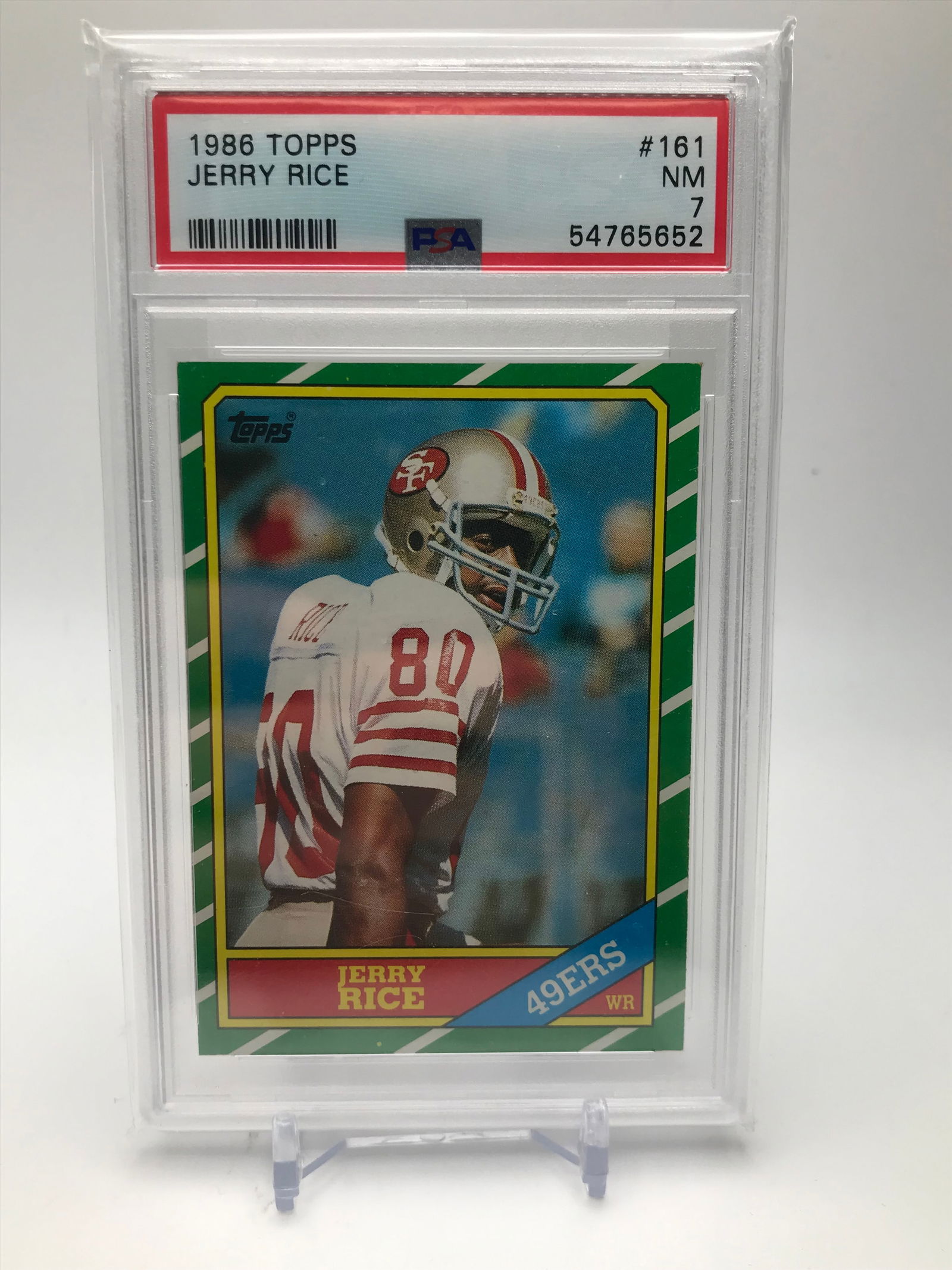 1986 TOPPS JERRY RICE ROOKIE CARD (PSA 7) (1 of 2)
