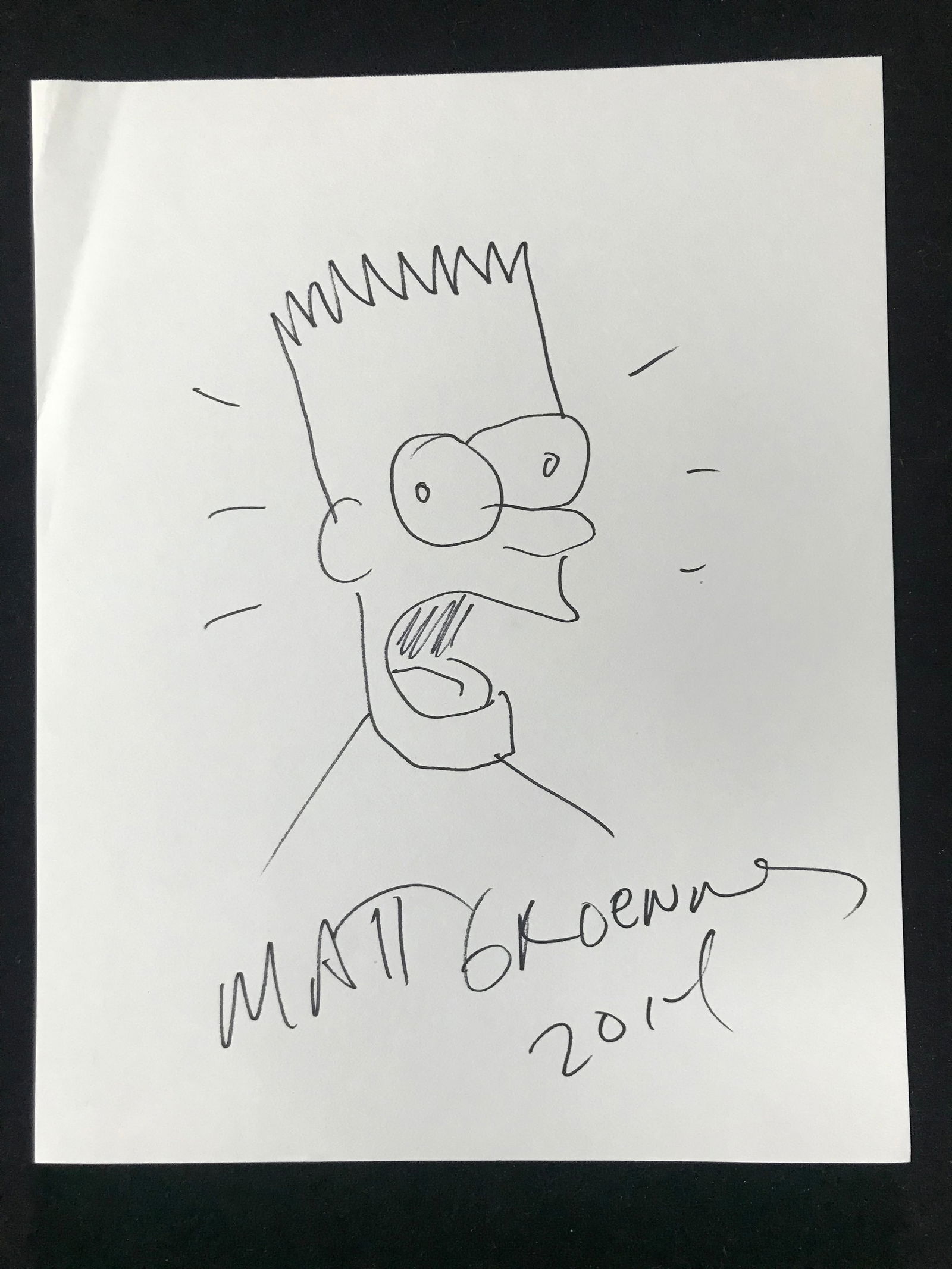 ORIGINAL MATT GROENING SIGNED BART SIMPSON 2014 SKETCH (PREMIER AUTHENTICS COA) (1 of 2)