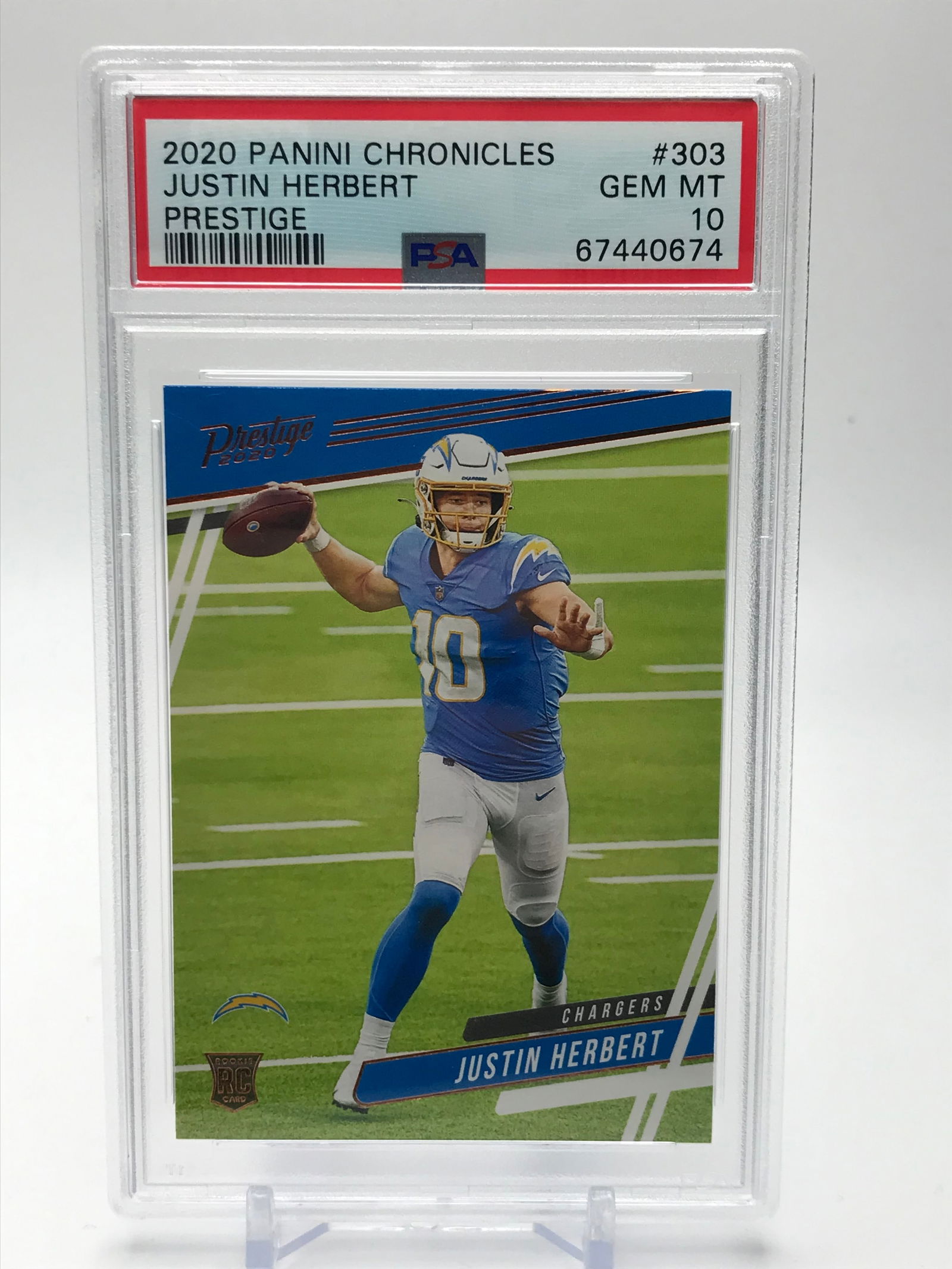 2020 PANINI CHRONICLES JUSTIN HERBERT ROOKIE CARD (PSA 10) (1 of 2)