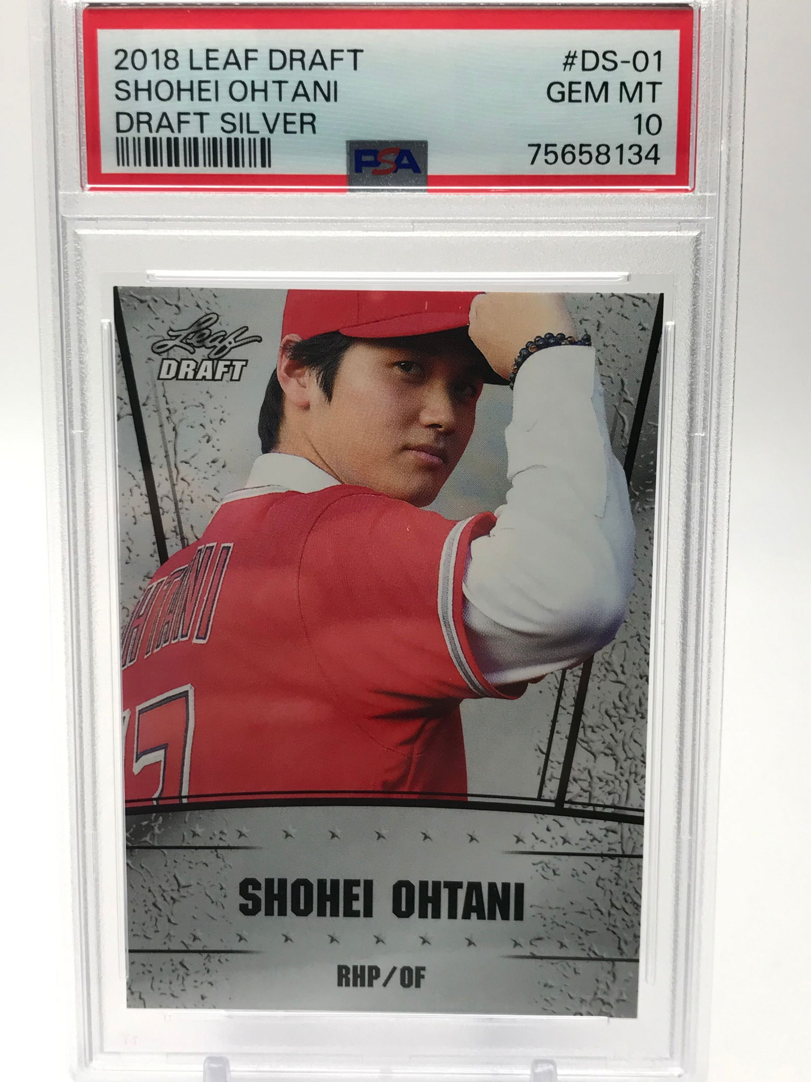 2018 LEAF DRAFT NO.DS-01 SHOHEI OHTANI DRAFT SILVER PSA GRADED 10 (1 of 2)