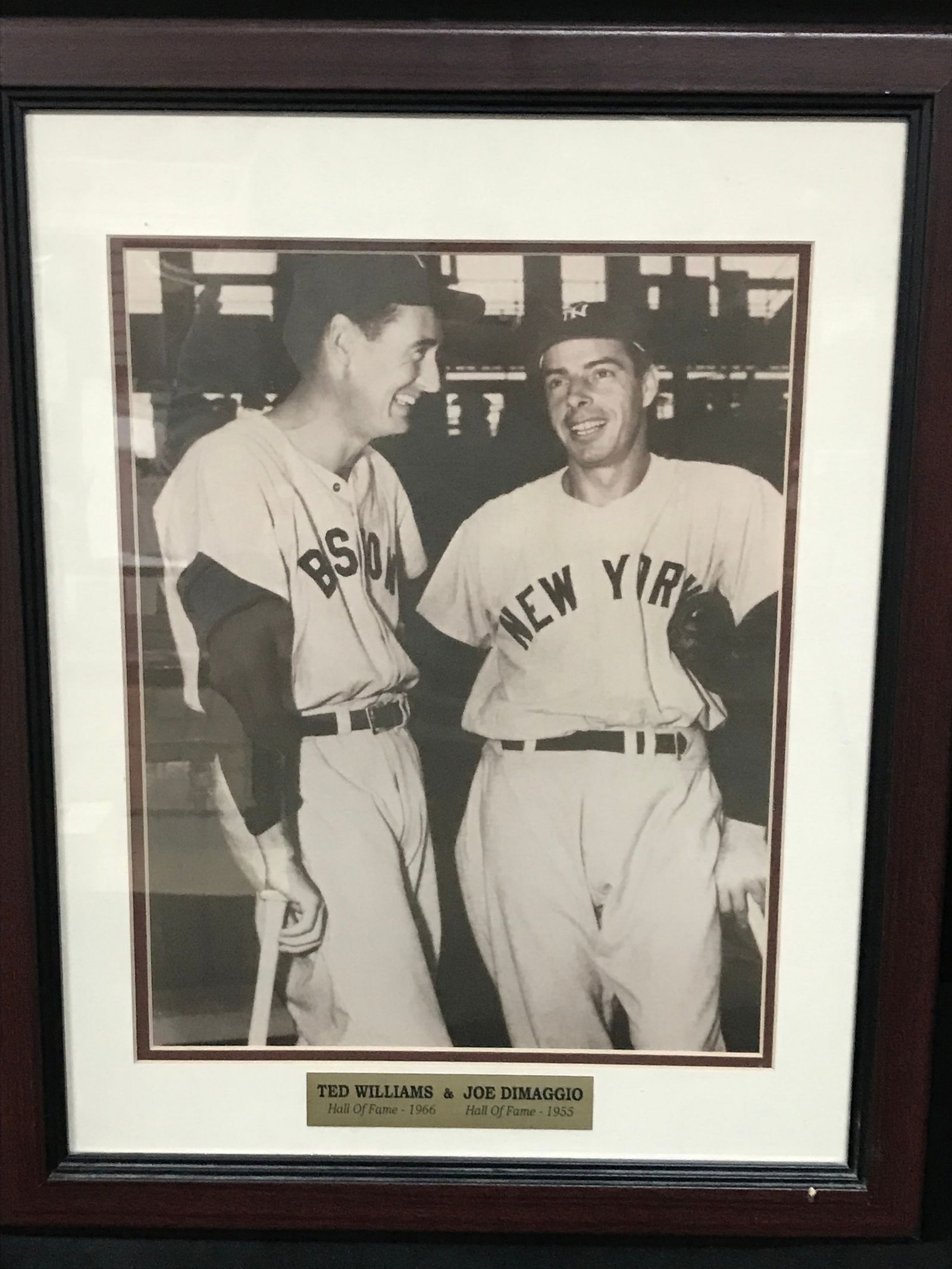 CIRCA 1950 CUSTOM FRAMED VINTAGE PHOTO (WILLIAMS AND DIMAGGIO) (1 of 2)