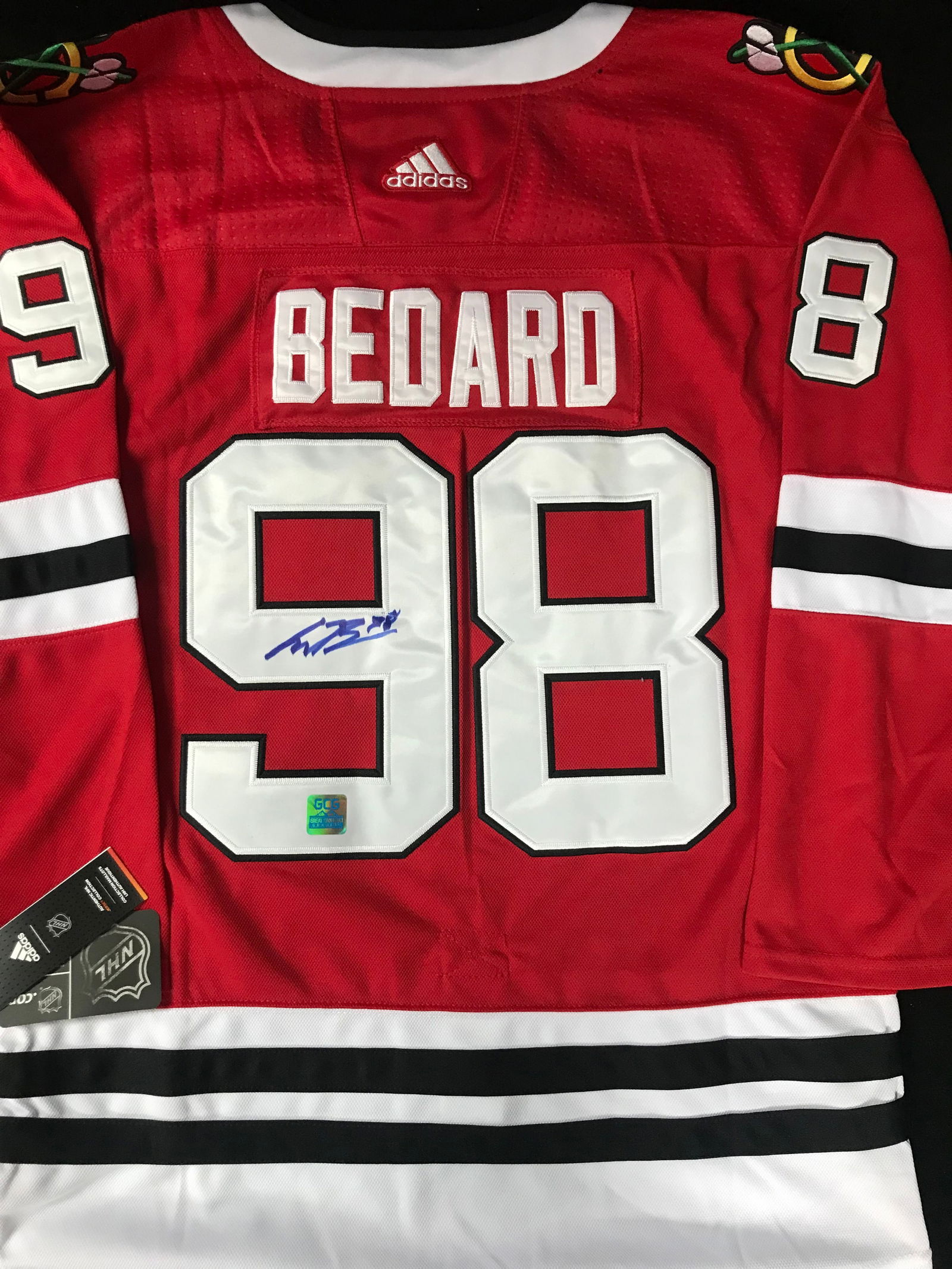 CONNOR BEDARD SIGNED CHICAGO BLACKHAWKS ADIDAS PRO JERSEY (GCG COA) (1 of 3)