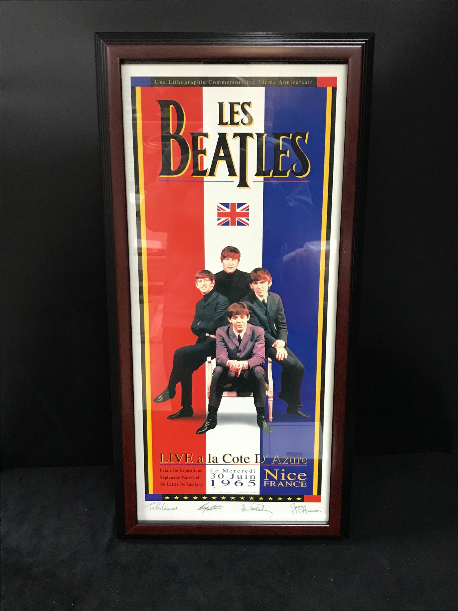 1965 BEATLES CUSTOM FRAMED CONCERT POSTER WITH COA 14 X 24 (1 of 3)