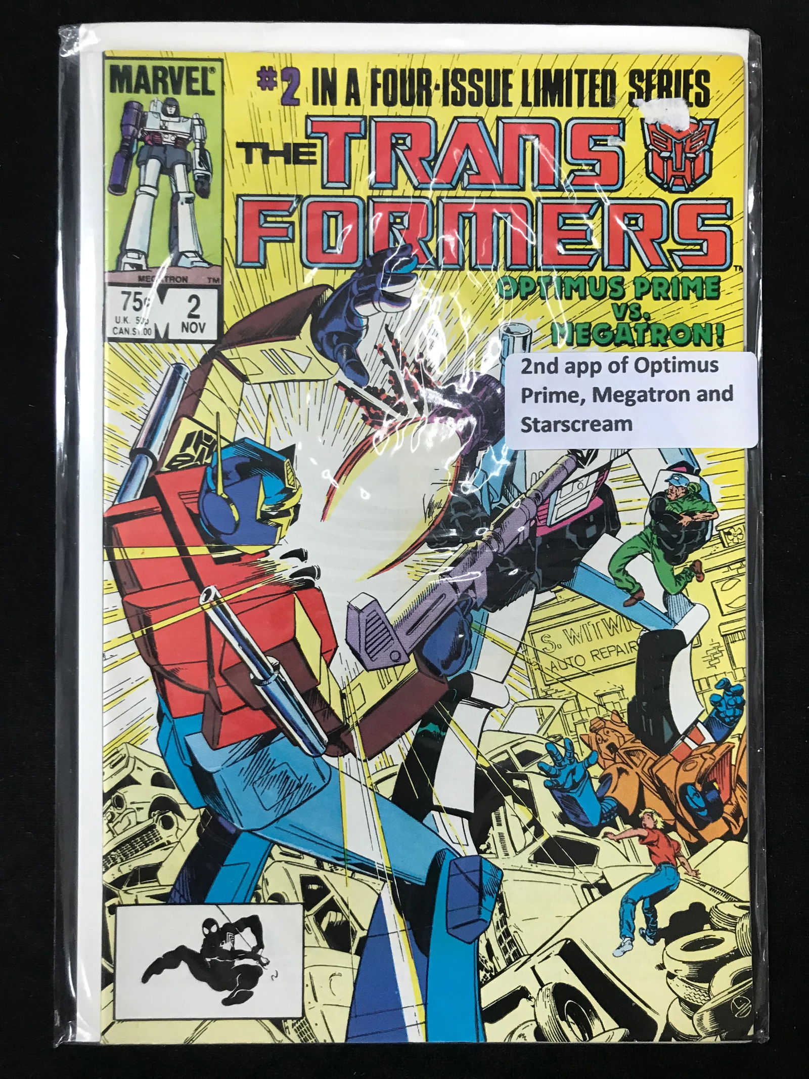 MARVEL COMICS NO.2 THE TRANSFORMERS (2ND APPS OPTIMUS PRIME,MEGATRON,STARSCREAM) (1 of 1)