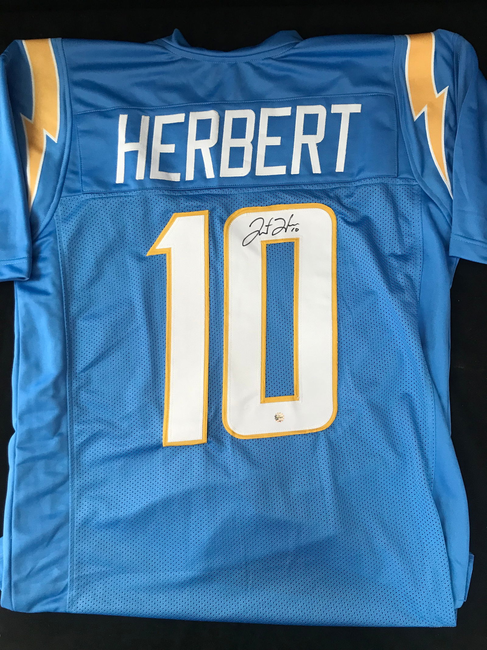 JUSTIN HERBERT SIGNED SAN DIEGO CHARGERS FOOTBALL JERSEY (PRO CERT COA) (1 of 3)