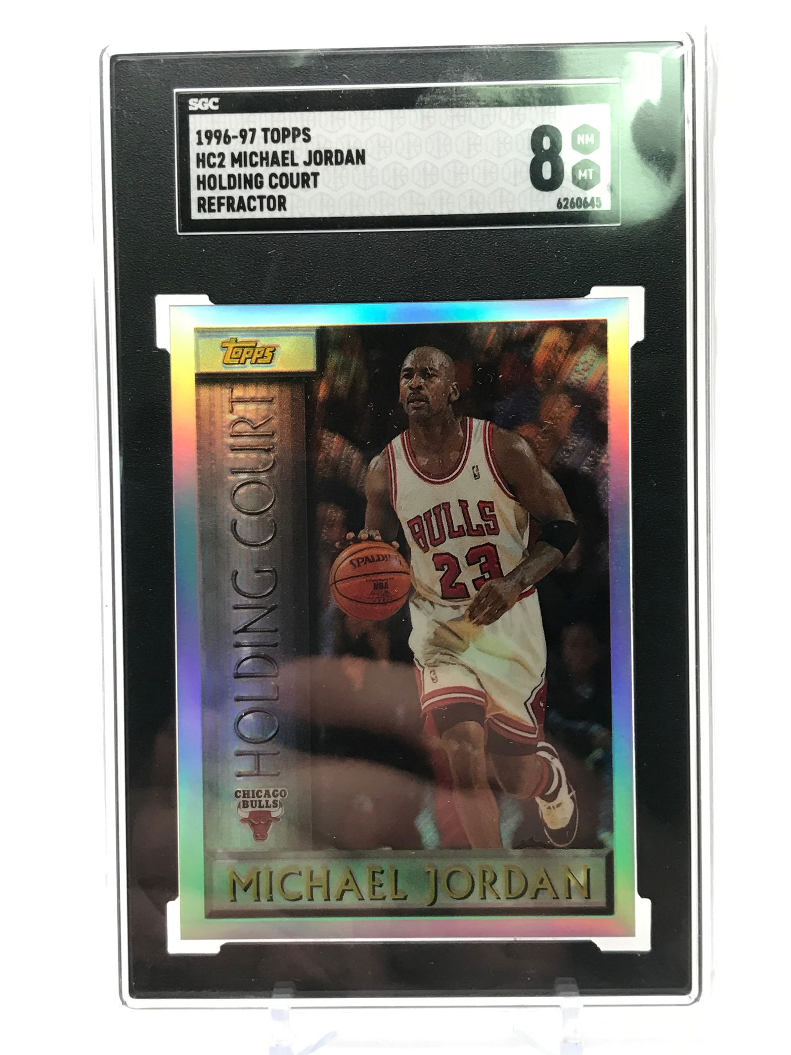 1996-97 TOPPS MICHAEL JORDAN HOLDING COURT REFRACTOR (SGC 8) (1 of 1)
