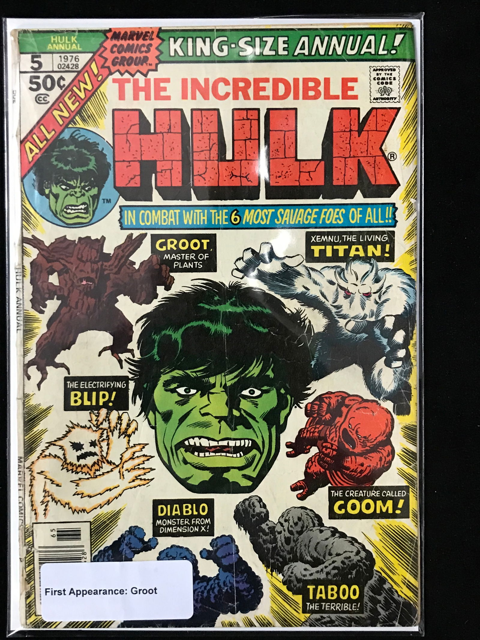 MARVEL COMICS NO.5 THE INCREDIBLE HULK (1ST APP GROOT) (1 of 1)