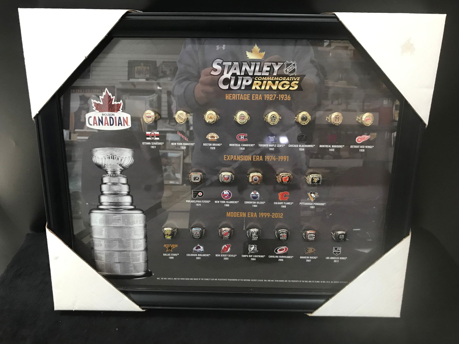 CUSTOM FRAMED STANLEY CUP RINGS SHADOW BOX DISPLAY (1 of 1)