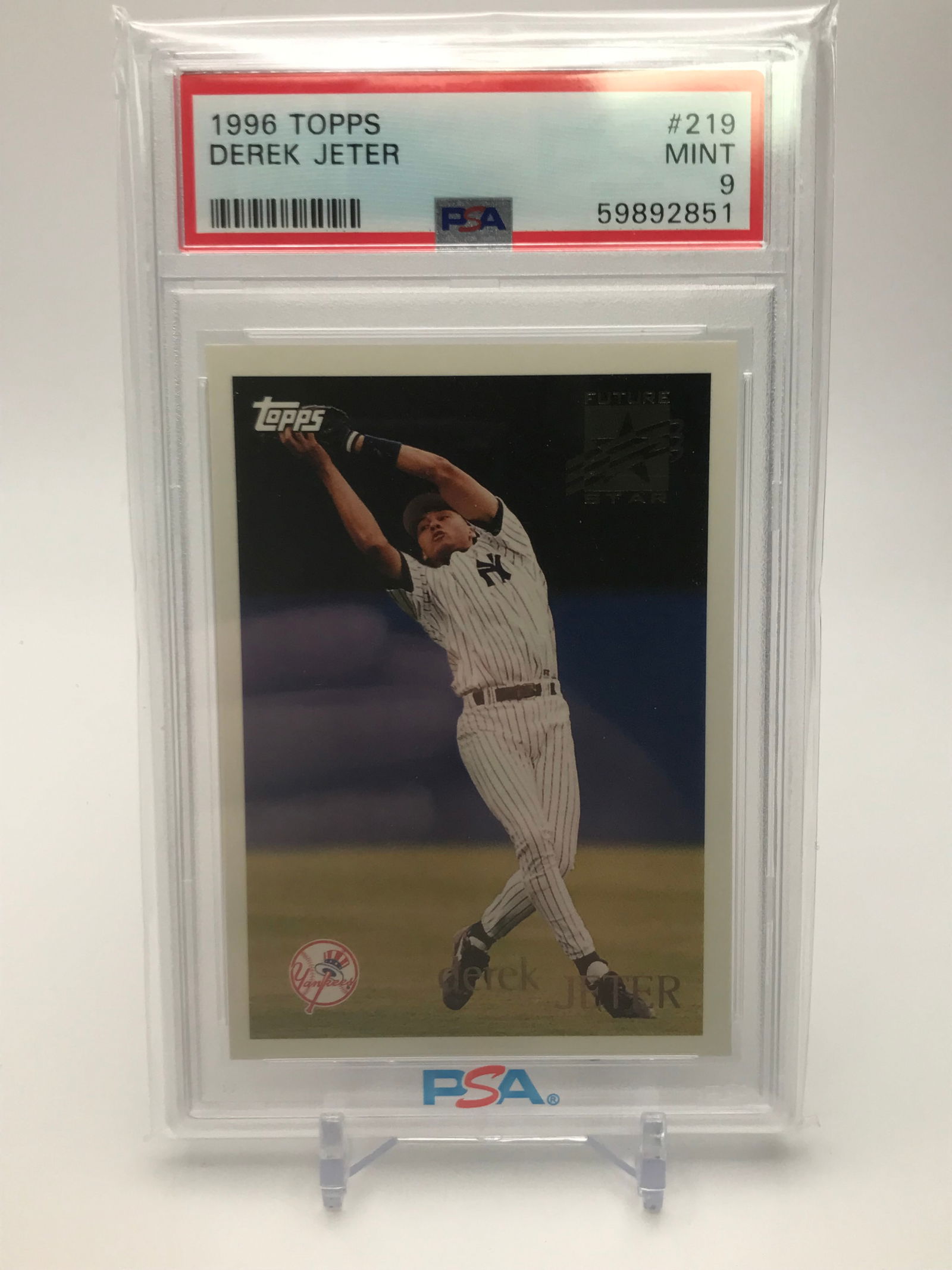 1996 TOPPS NO.219 DEREK JETER PSA GRADED 9 (1 of 1)