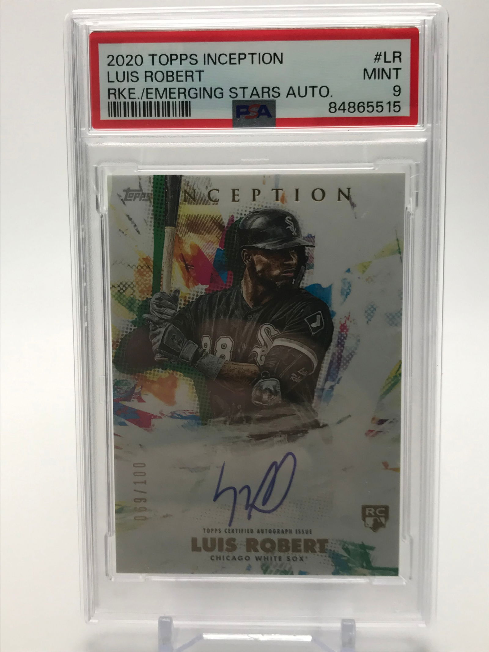 2020 TOPPS INCEPTION NO.LR LUIS ROBERT ROOKIE AUTO 069/100 PSA GRADED 9 (1 of 1)
