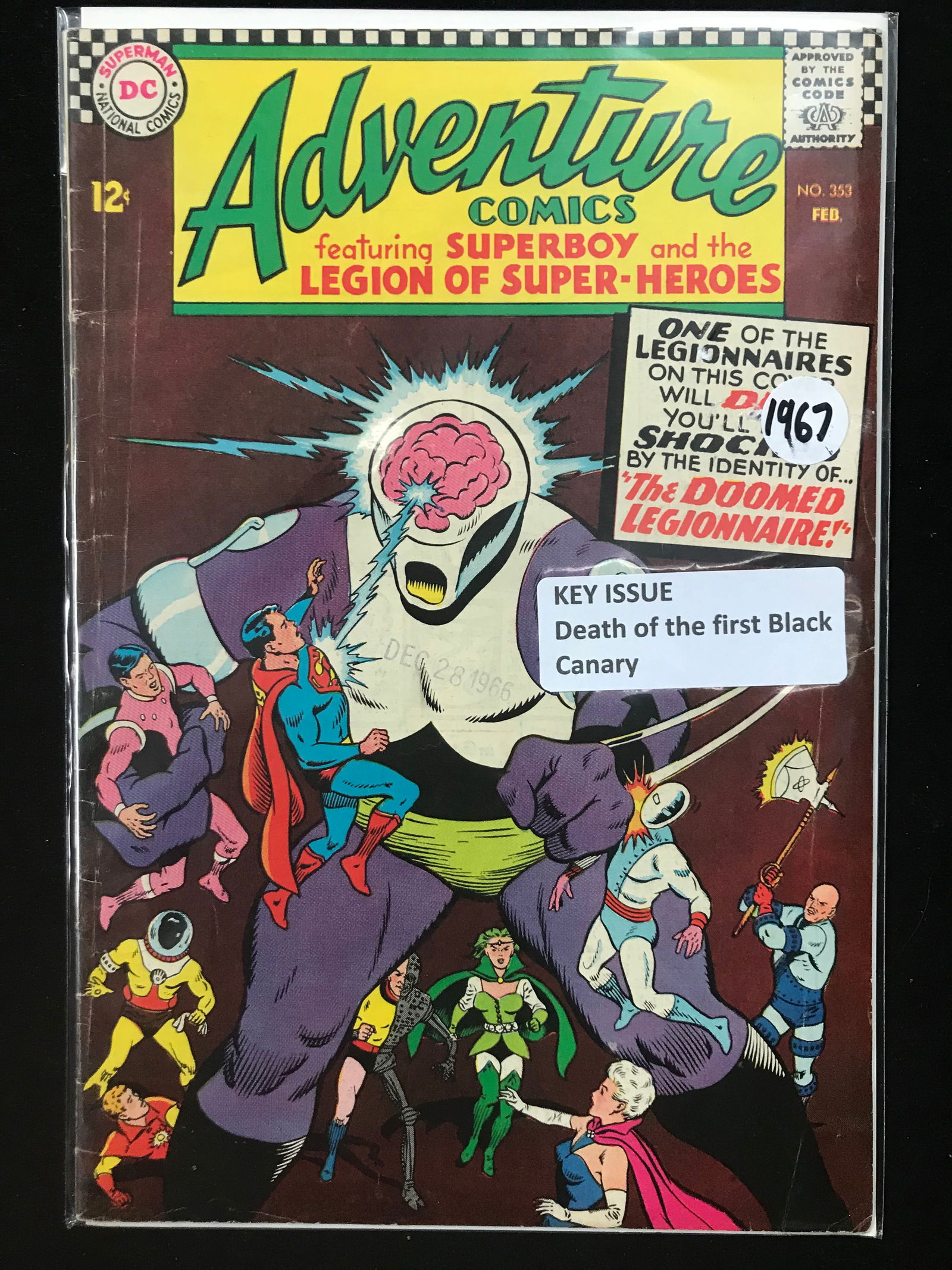 DC COMICS NO.353 ADVENTURE COMICS (DEATH OF THE 1ST BLACK CANARY) (1 of 1)