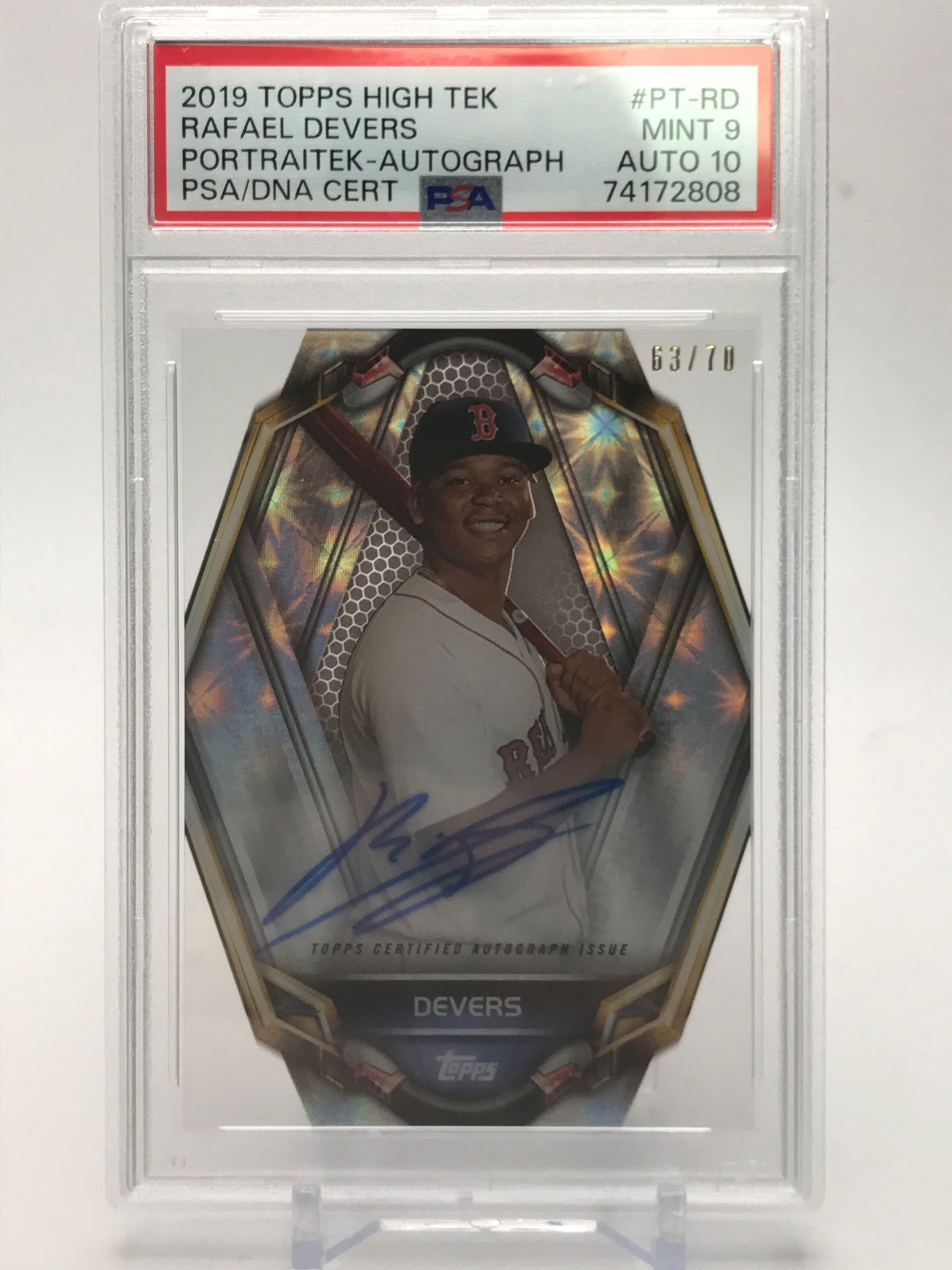 2019 TOPPS HIGHT TEK NO.PT-RD RAFAEL DEVERS 63/70 PSA AUTO AUTH 10 GRADED 9 (1 of 1)