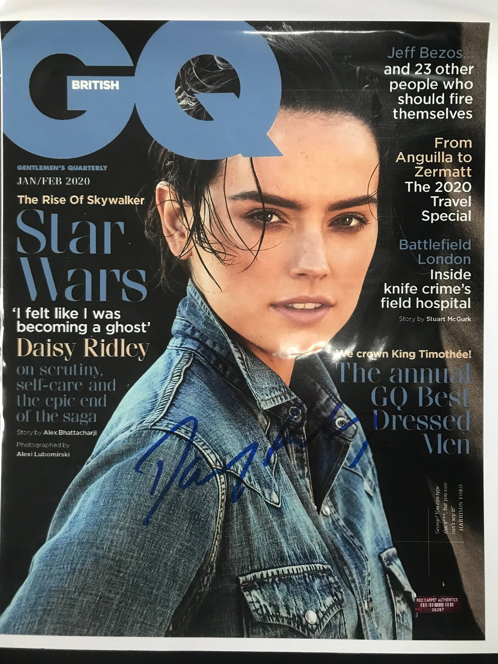 DAISY RIDLEY SIGNED GQ MAGAZINE (RED CARPET COA): Prices are in Canadian dollars