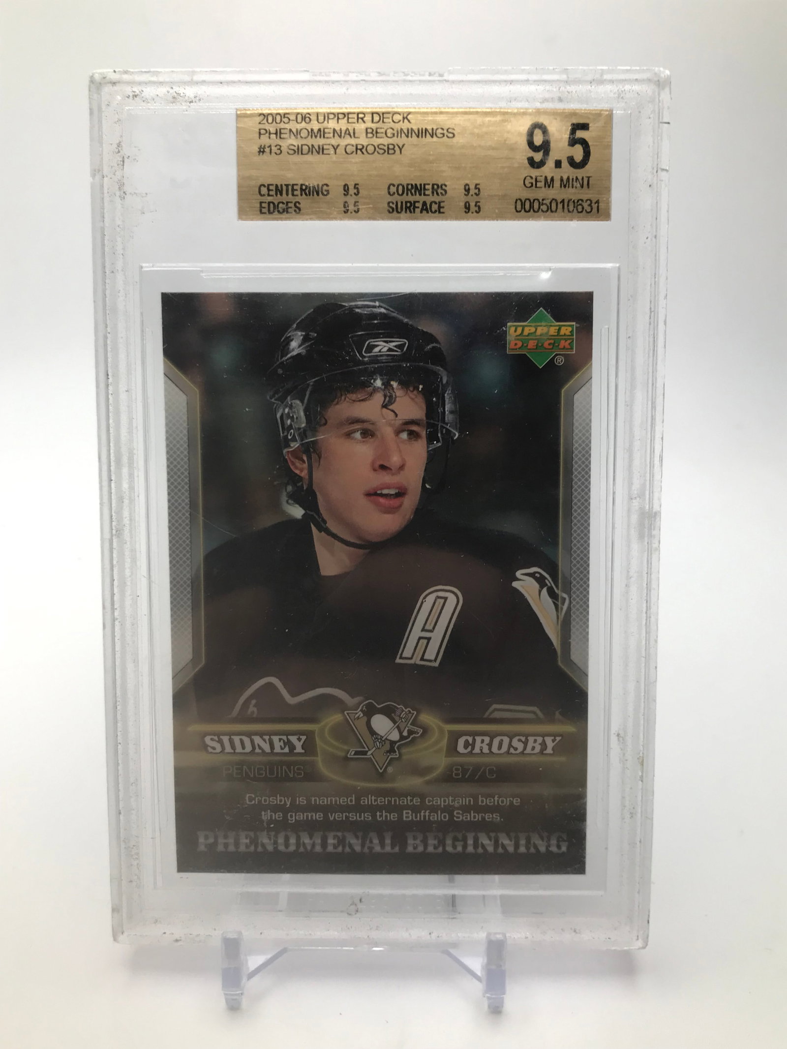 2005-06 UPPER DECK SIDNEY CROSBY PHENOMINAL BEGINNINGS (BECKETT 9.5): Prices are in Canadian dollars