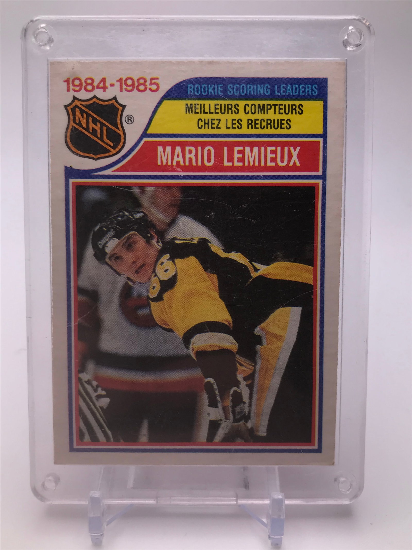 1985 O PEE CHEE MARIO LEMIEUX ROOKIE SCORING LEADER: Prices are in Canadian dollars