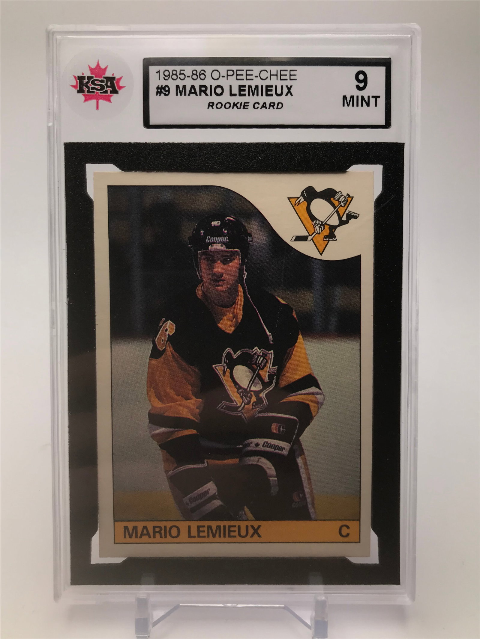 1985-86 O PEE CHEE MARIO LEMIEUX ROOKIE CARD (KSA 9): Prices are in Canadian dollars