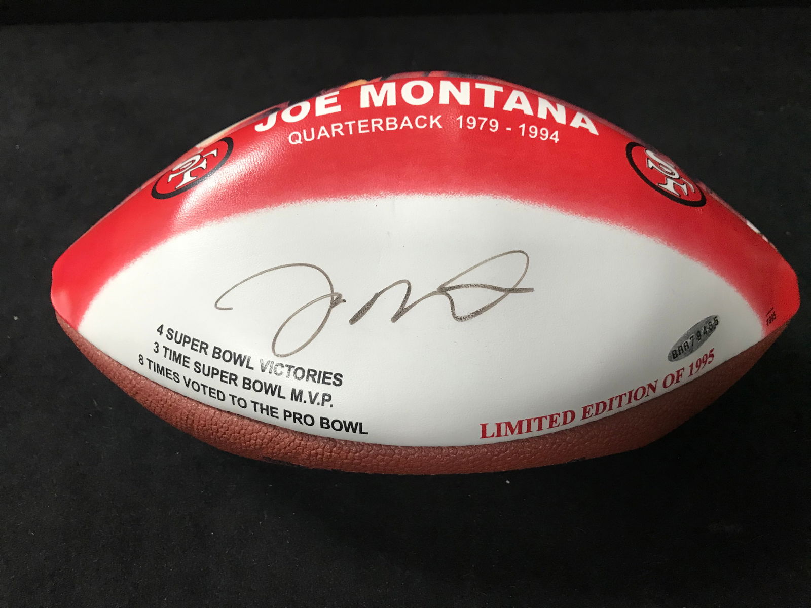 JOE MONTANA SIGNED CHARECTER FOOTBALL UPPER DECK COA (1 of 3)
