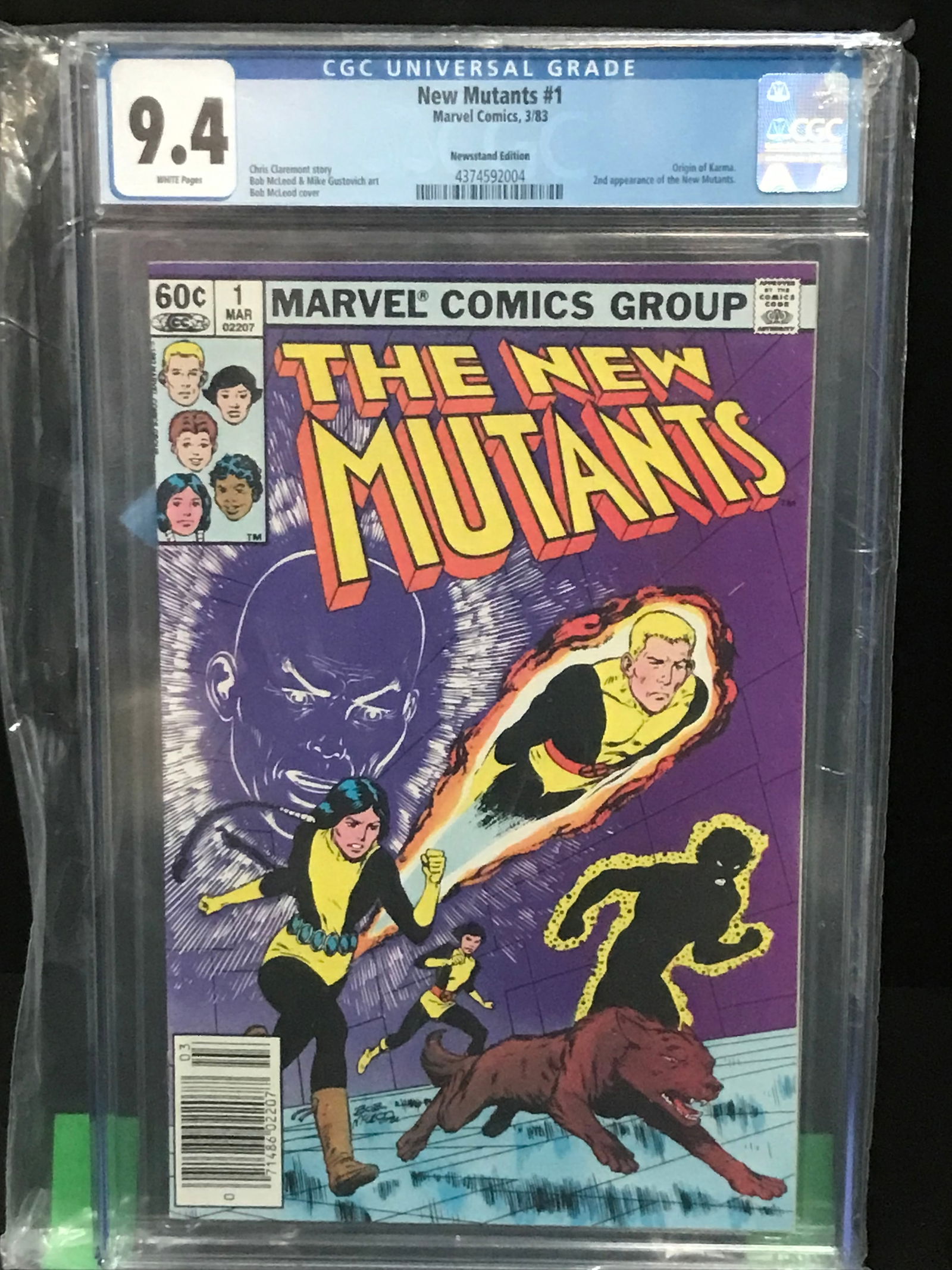 MARVEL COMICS NO. 1 THE NEW MUTANTS GRADED 9.4 CGC COA (1 of 1)