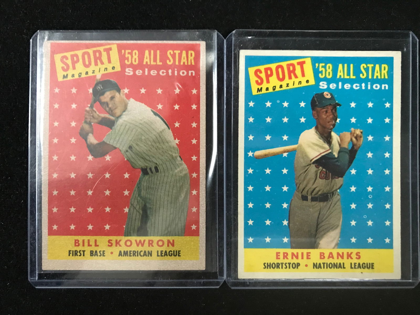 1958 TOPPS STAR CARD LOT (BANKS/SKOWRON) (1 of 2)