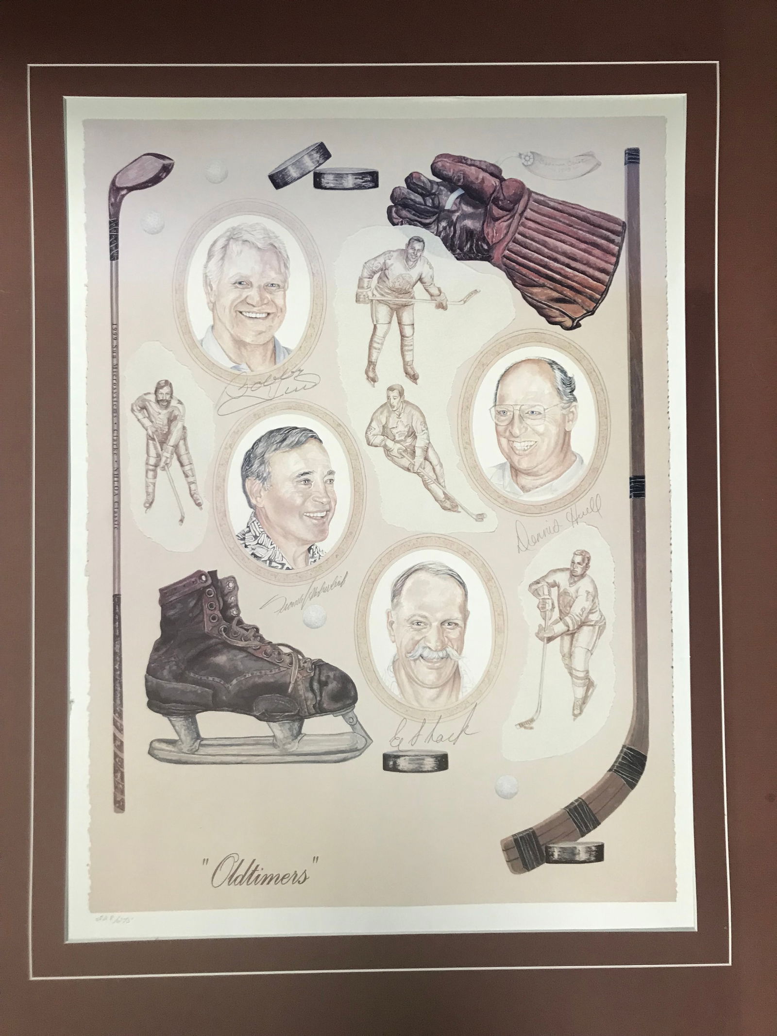 LTD. EDITION "OLDTIMERS" MULTI SIGNED PRINT (SHACK,B.HULL, D. HULL, MOHAVOLICH) (1 of 4)