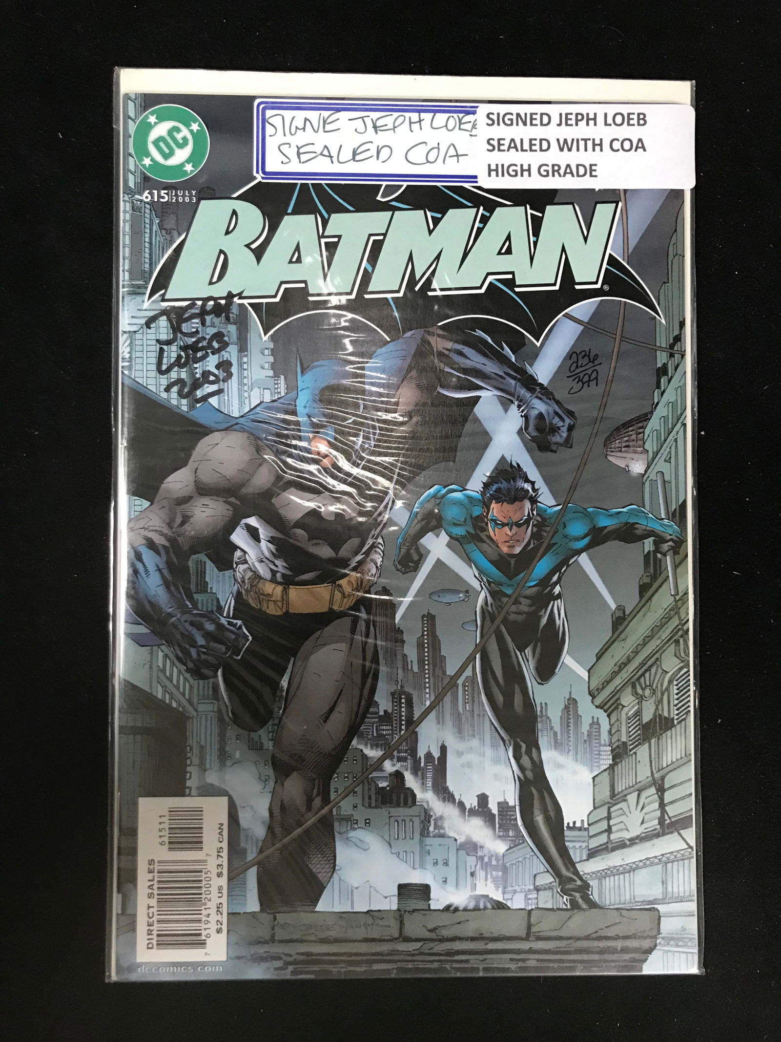 DC COMICS NO.615 BATMAN (SIGNED JEPH LOEB SEALED WITH COA) (1 of 1)