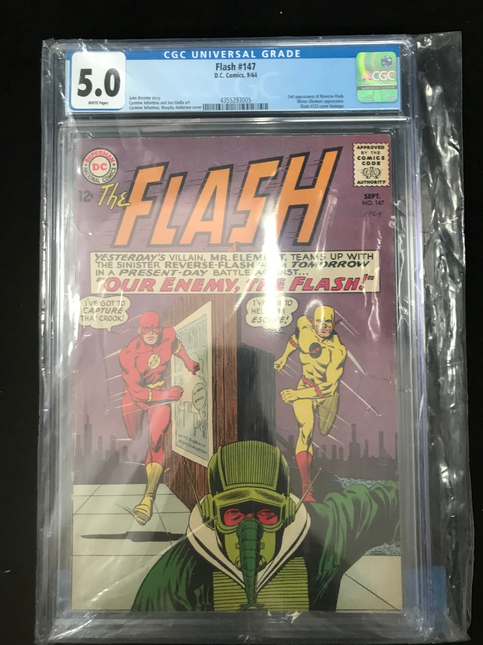 DC COMICS NO.147 THE FLASH (2ND APP REVERSE FLASH) CGC GRADED 5.0 (1 of 1)