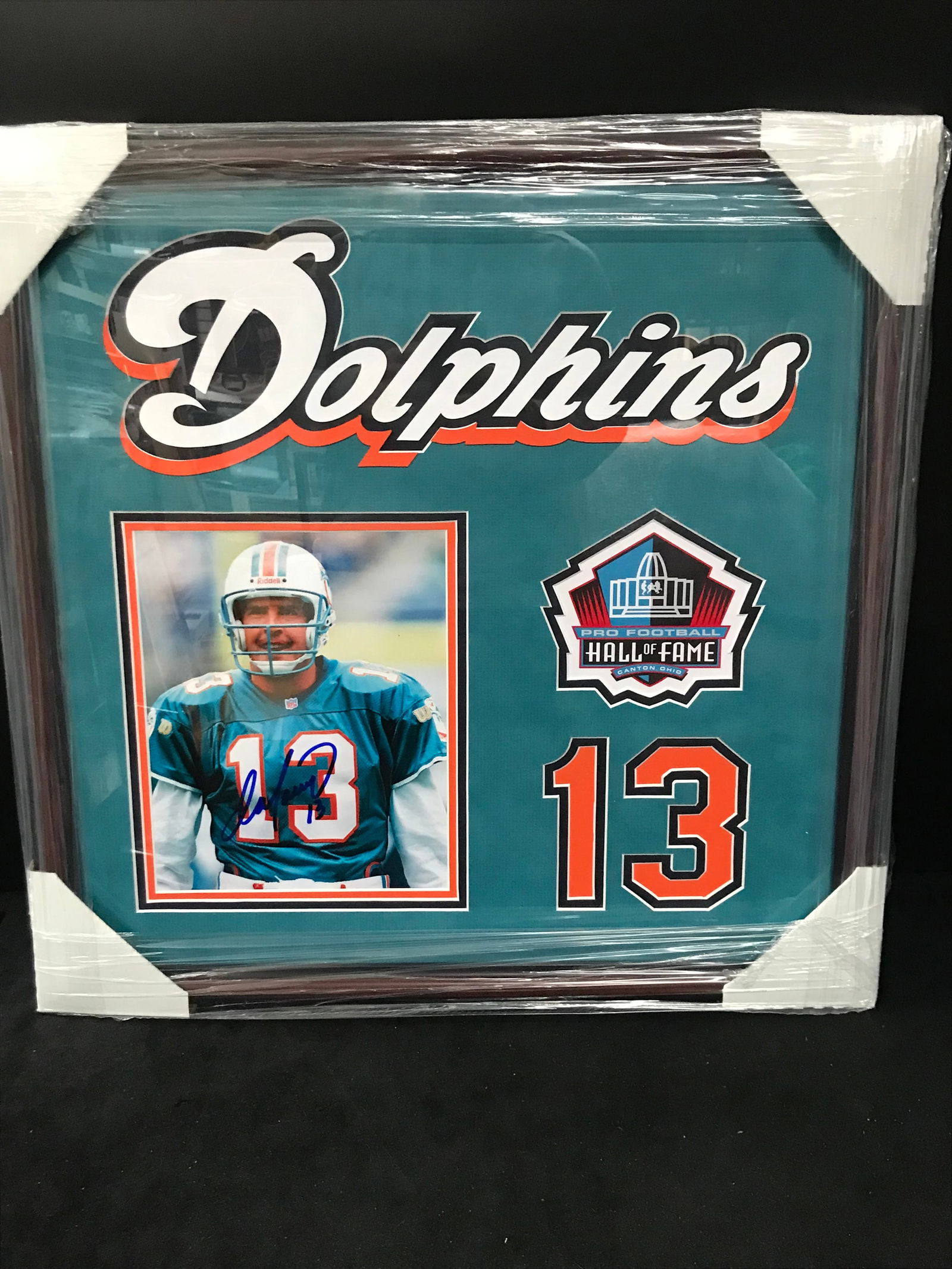 DAN MARINO SIGNED AND CUSTOM FRAMED HALL OF FAME PATCH DISPLAY 20 X 20 (GFA COA): Prices are in Canadian dollars
