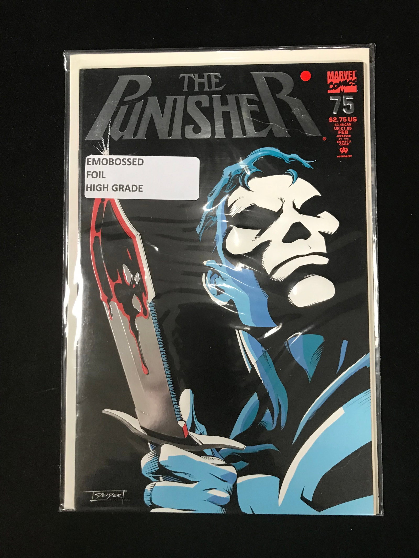 MARVEL COMICS NO.75 THE PUNISHER (EMBOSSED FOIL): Prices are in Canadian dollars