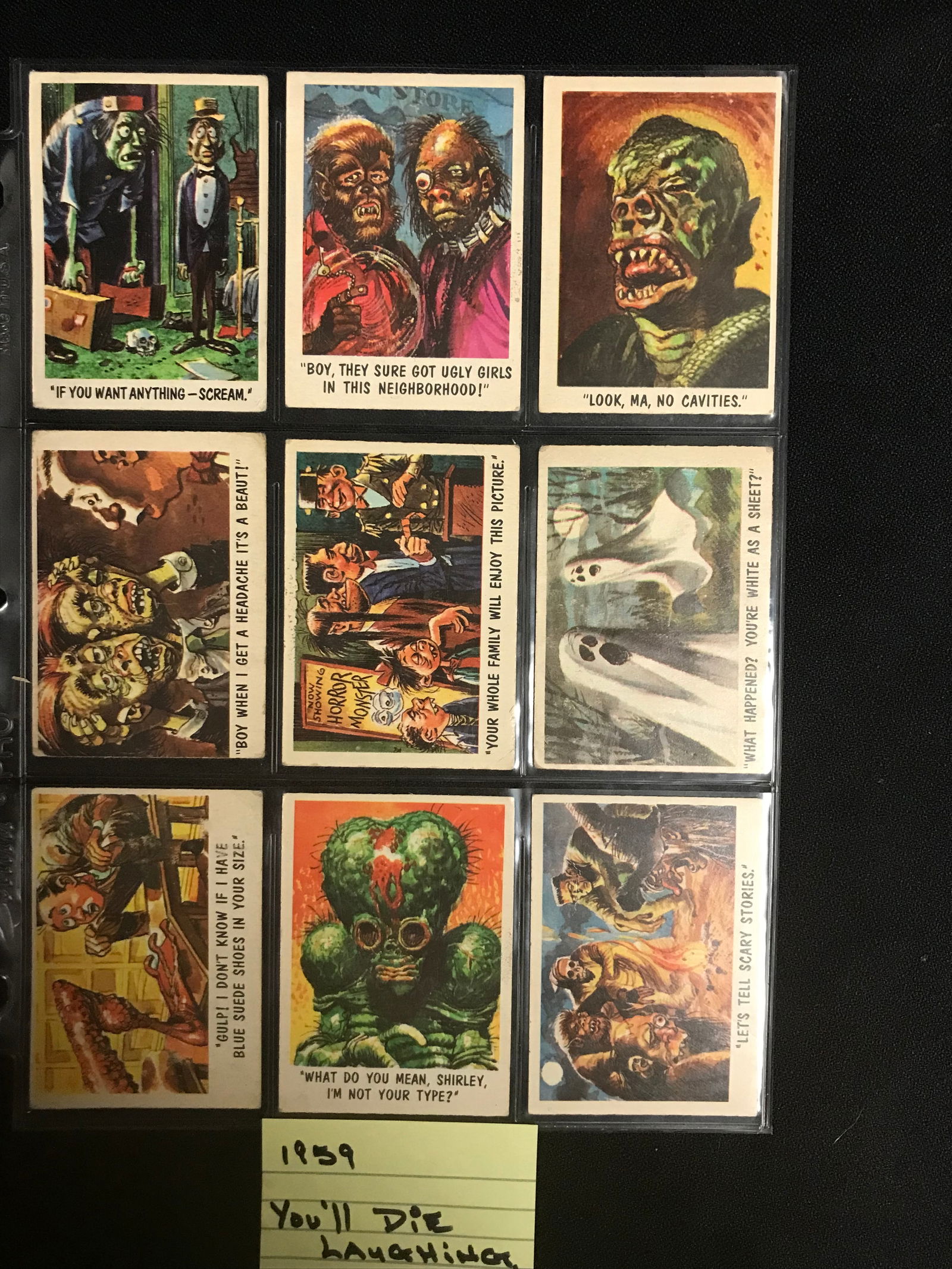 1959 TOPPS YOU'LL DIE LAUGHING TRADING CARD LOT (1 of 1)