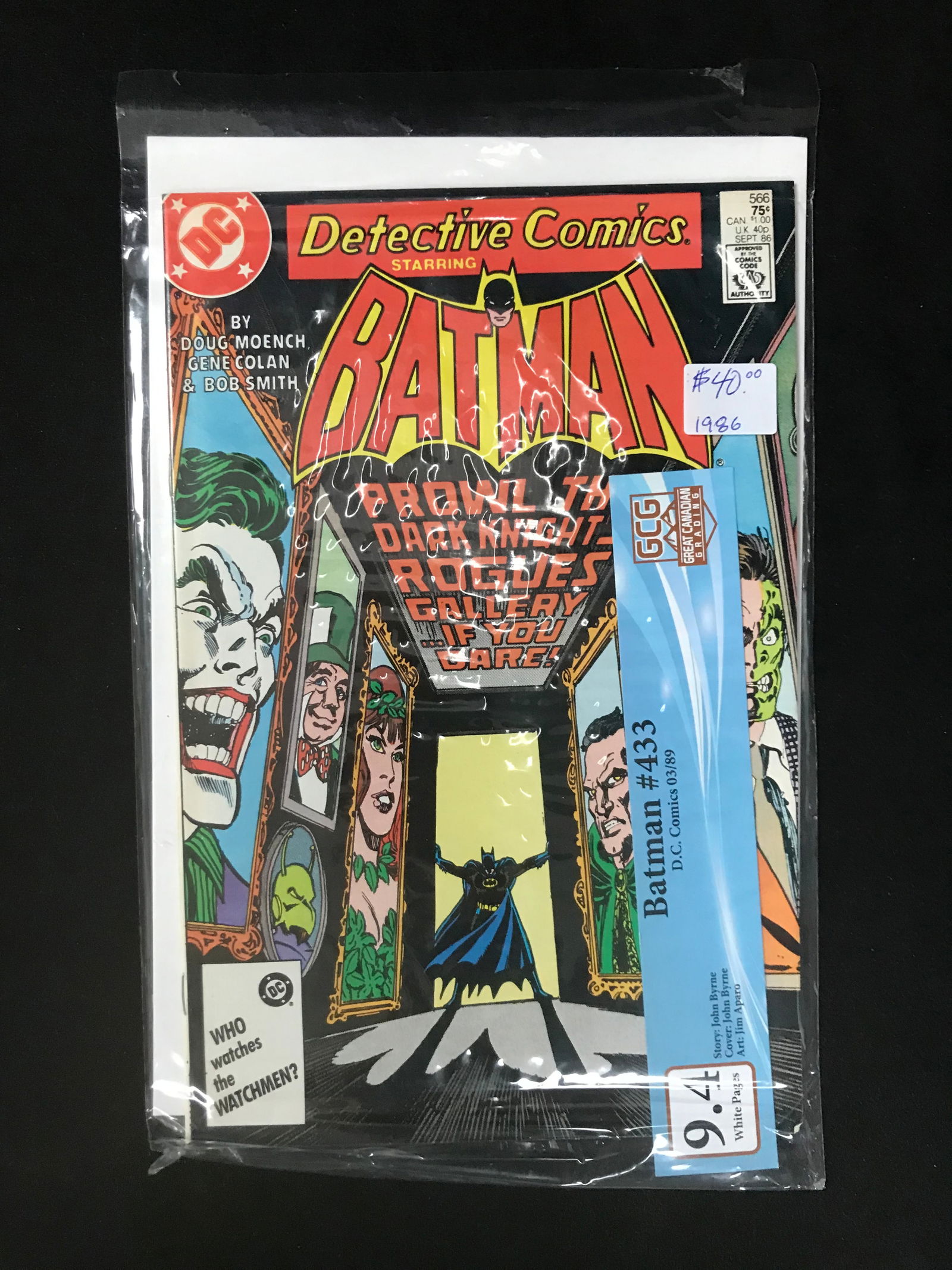 DC COMICS NO.566 DETECTIVE COMICS STARRING BATMAN GCG GRADED 9.4 (1 of 1)
