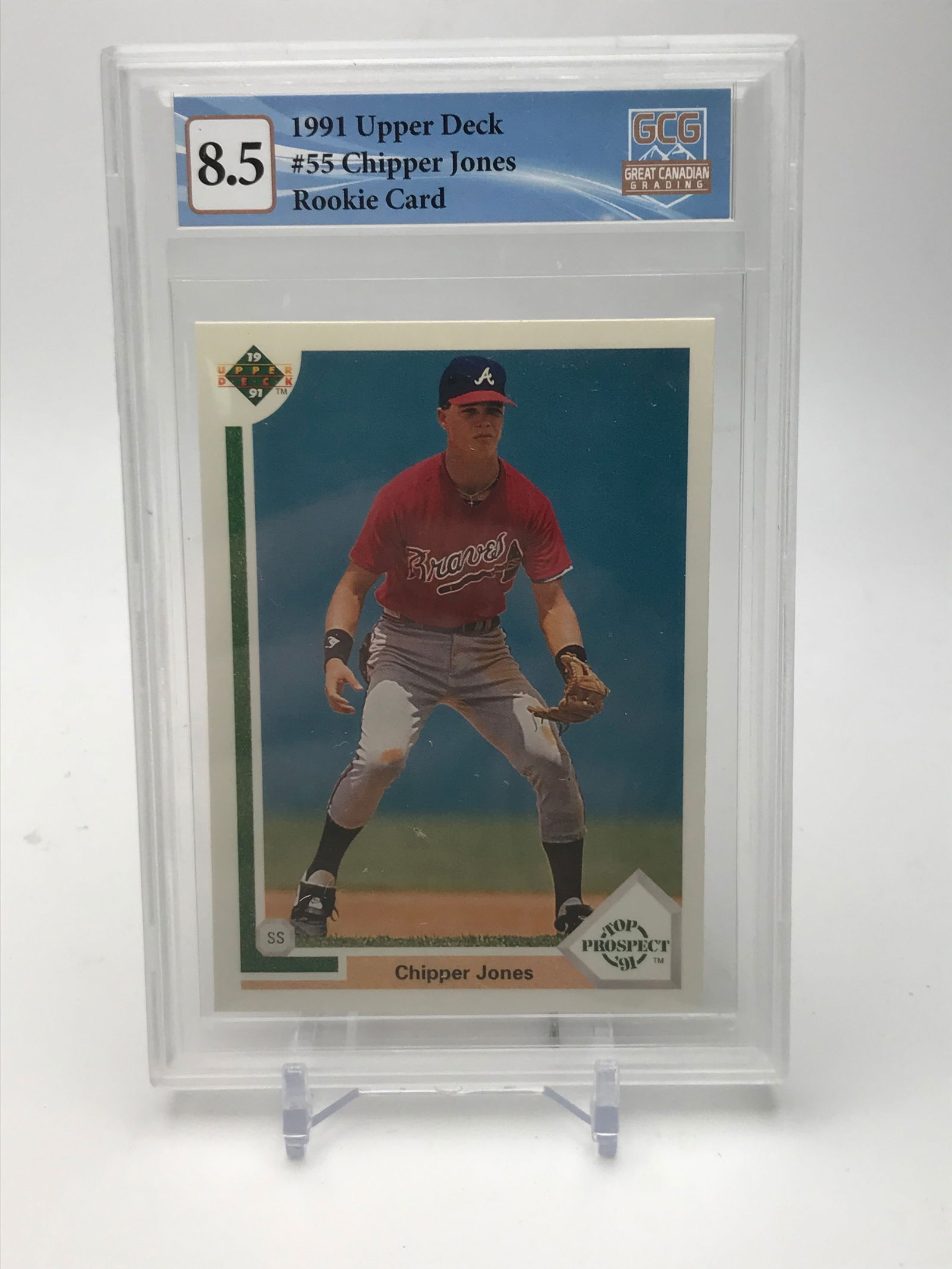 1991 UPPER DECK CHIPPER JONES ROOKIE CARD GCG GRADED 8.5 CARD (1 of 2)