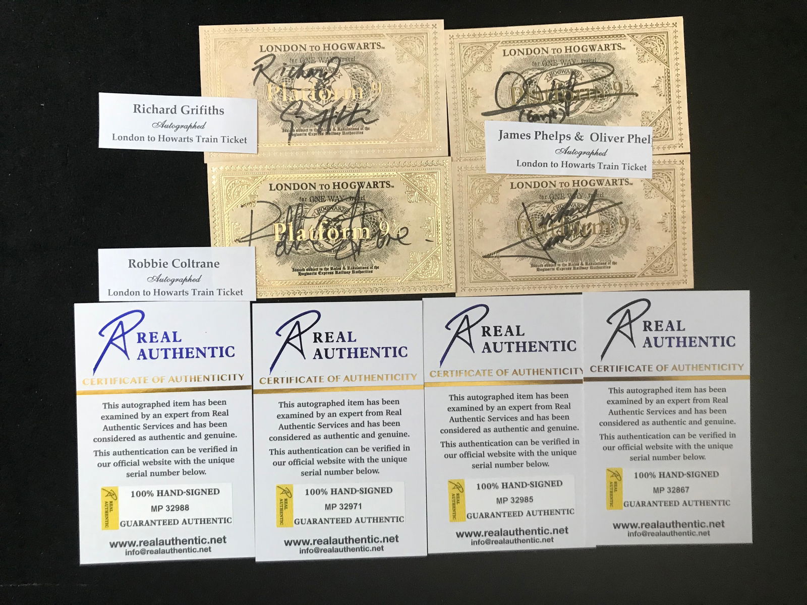 HARRY POTTER MULTIPLE SIGNED HOGWARTS TRAIN TICKETS (RA COA) (1 of 1)