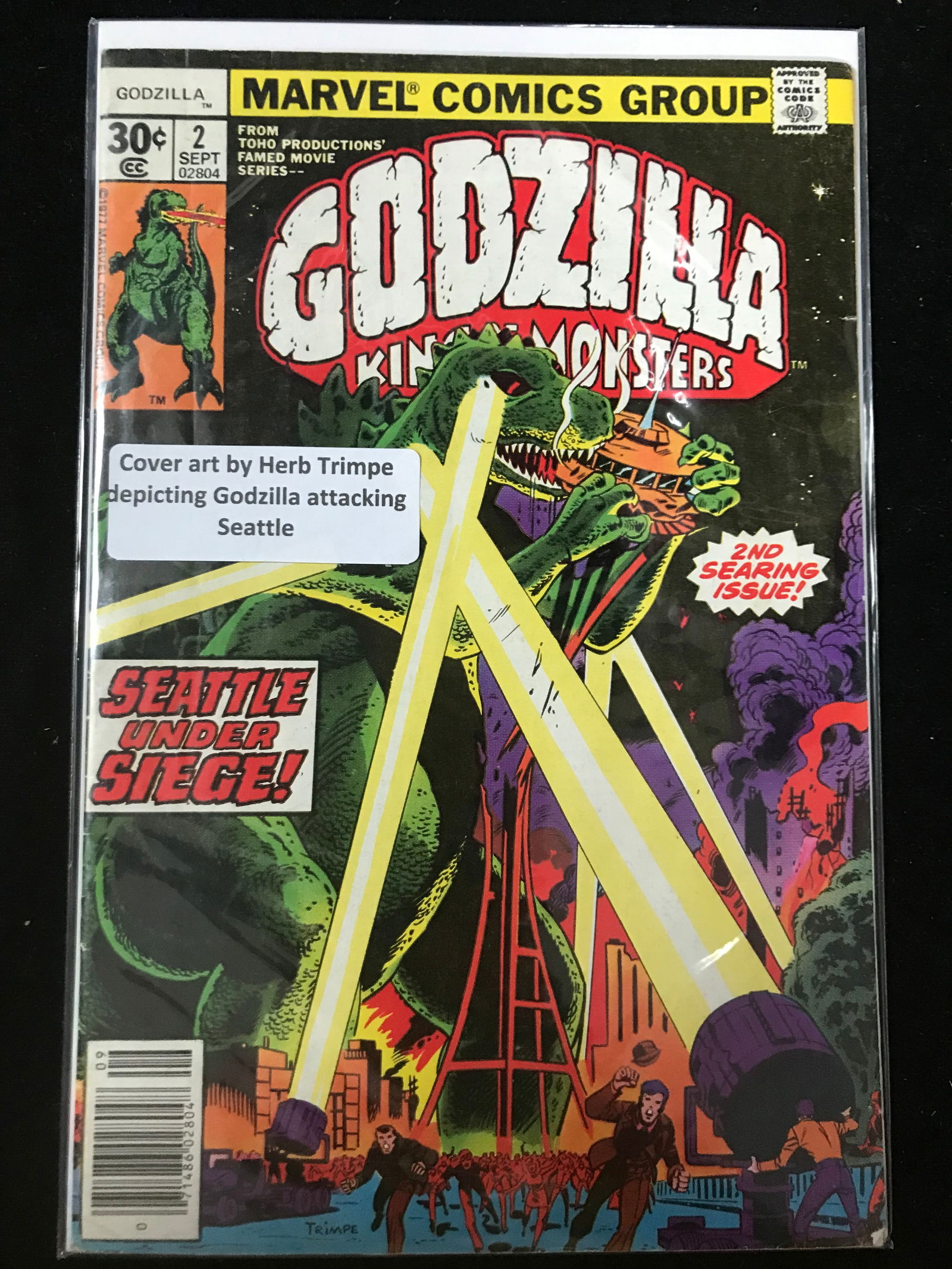 MARVEL COMICS NO.2 GODZILLA (GODZILLA ATTACKING SEATTLE) (1 of 1)