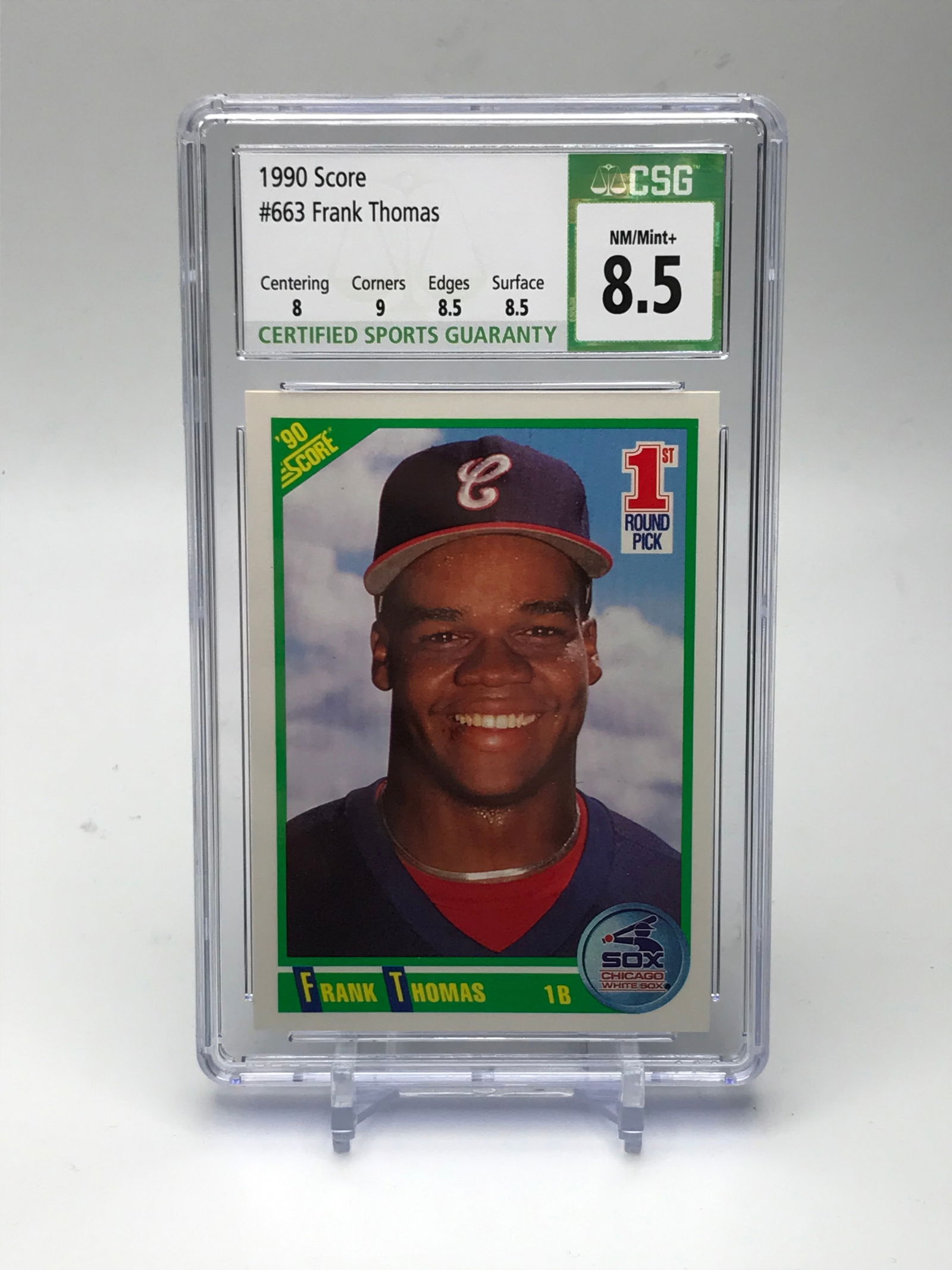 1990 SCORE FRANK THOMAS ROOKIE CARD (CSG 8.5) (1 of 2)