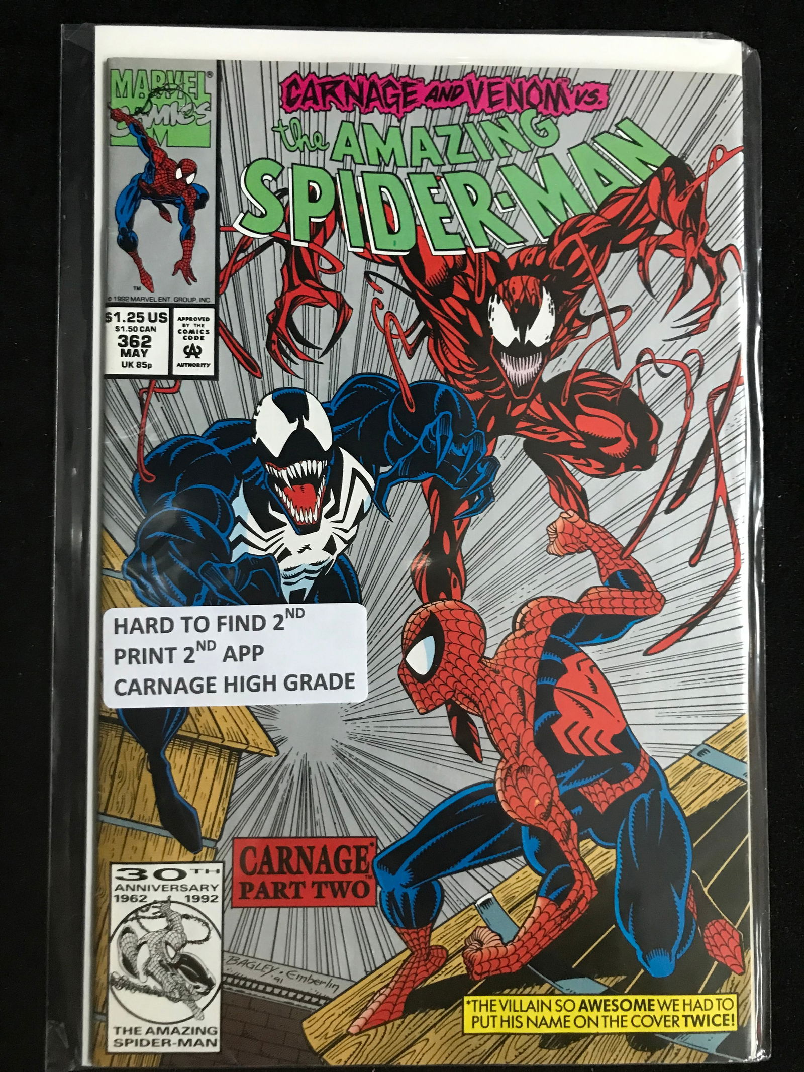 MARVEL COMICS NO.362 CARNAGE AND VENOM VS THE AMAZING SPIDERMAN (2ND PRINT) (1 of 1)