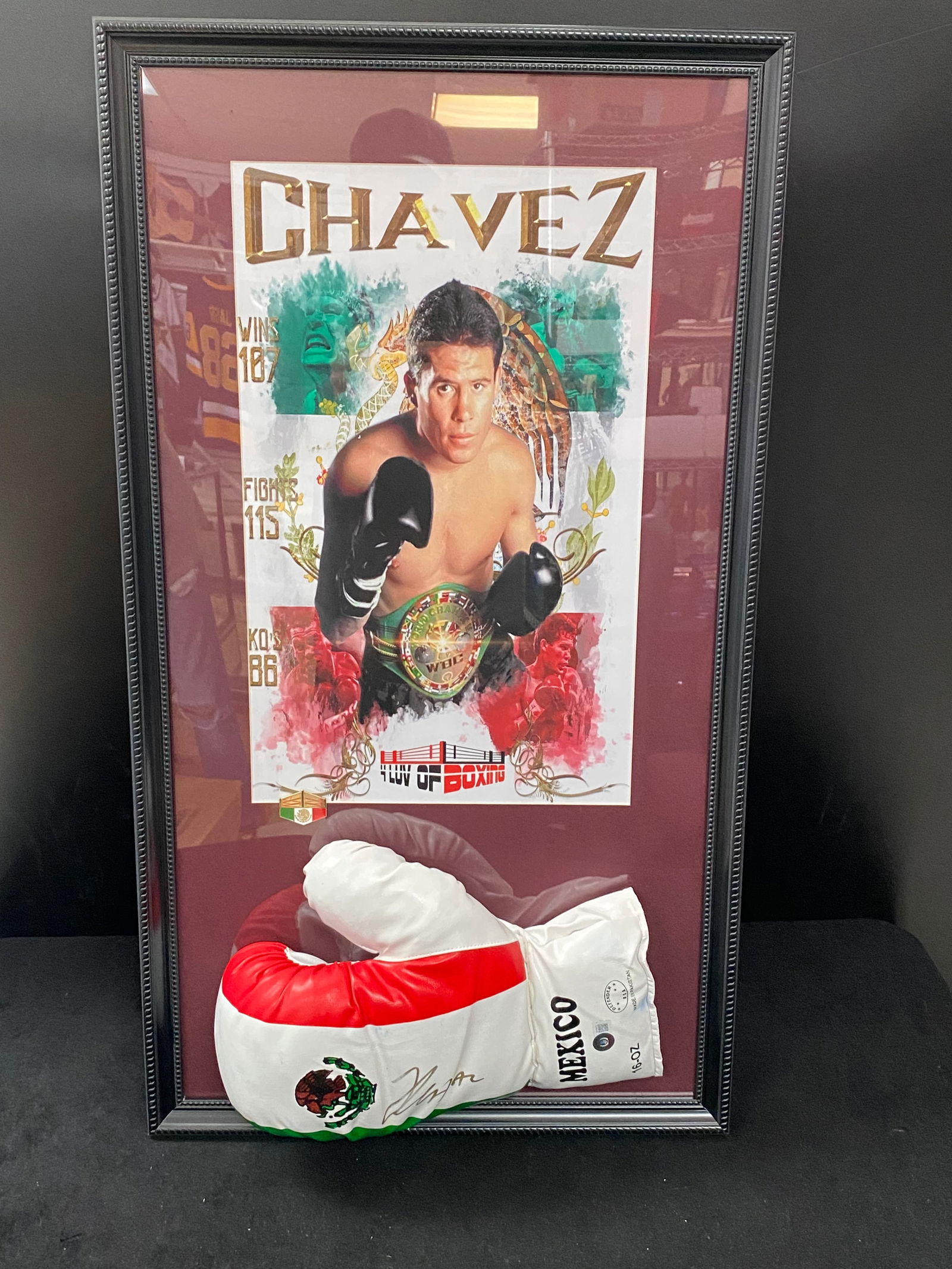 JULIO CEASER CHAVEZ SIGNED BOXING GLOVE DISPLAY (JSA COA) (1 of 2)