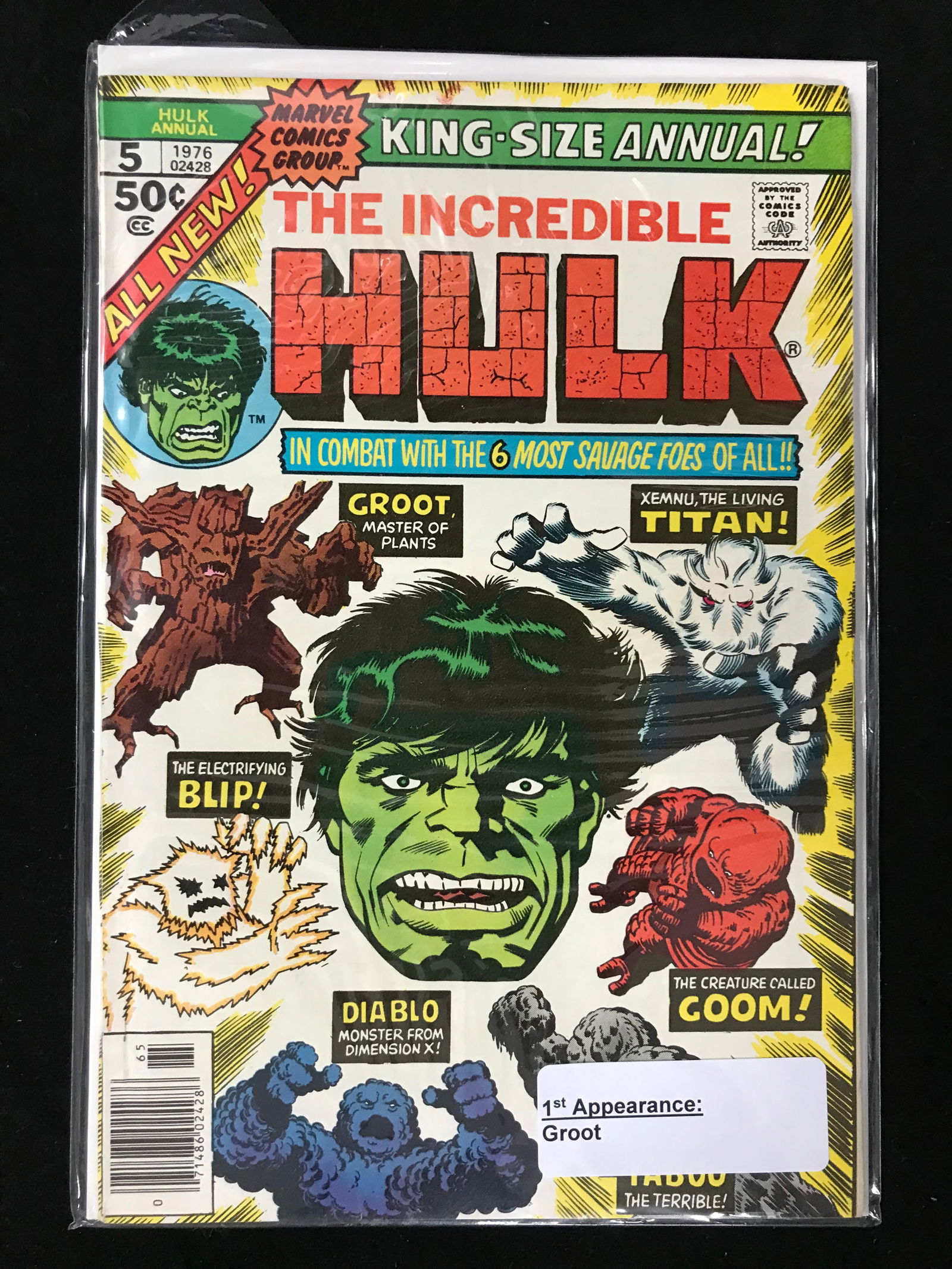 MARVEL COMICS NO.5 THE INCREDIBLE HULK (KING SIZE ANNUAL) (1 of 1)