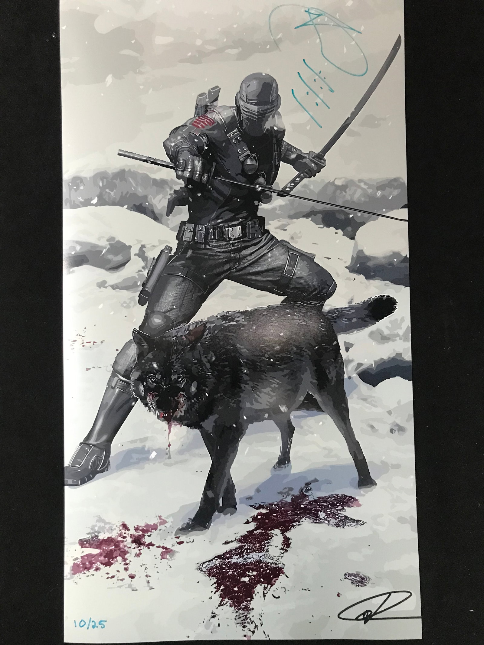 RAY PARK SIGNED LTD. EDITION SNAKE EYES PORTRAIT WITH INSIGNIA INSCRIPTION (WWOC COA): Prices are in Canadian dollars