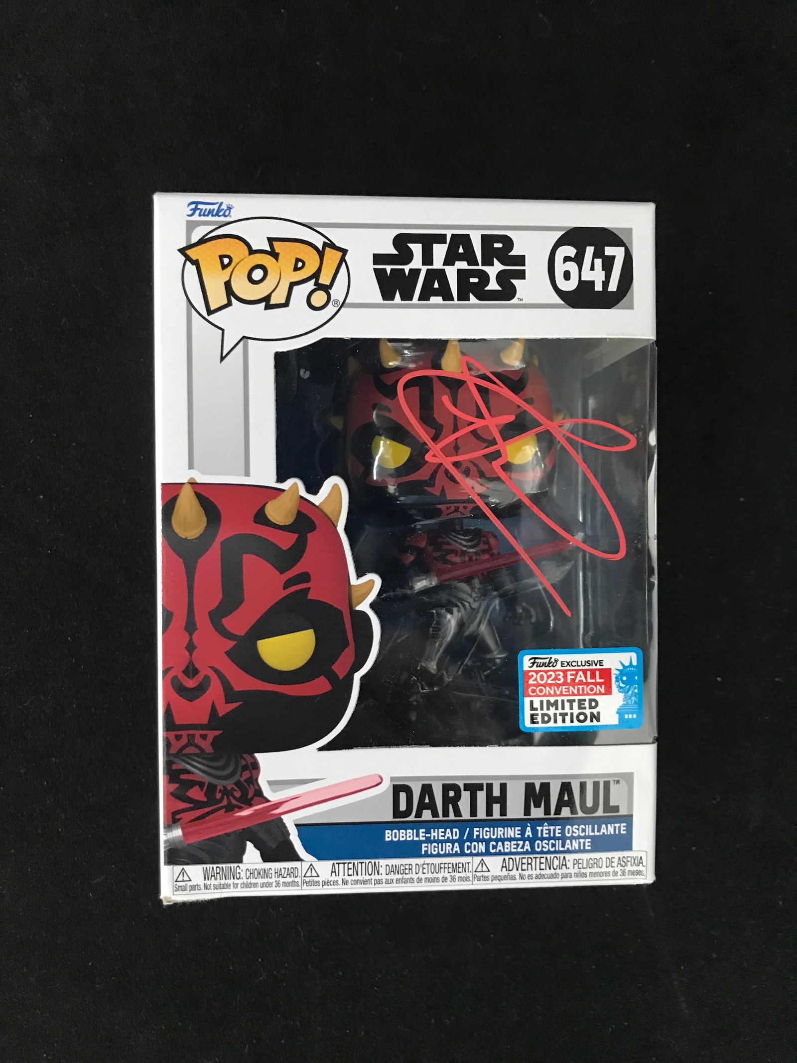 RAY PARK SIGNED STAR WARS DARTH MAUL FUNKO POP WWOC COA (1 of 1)