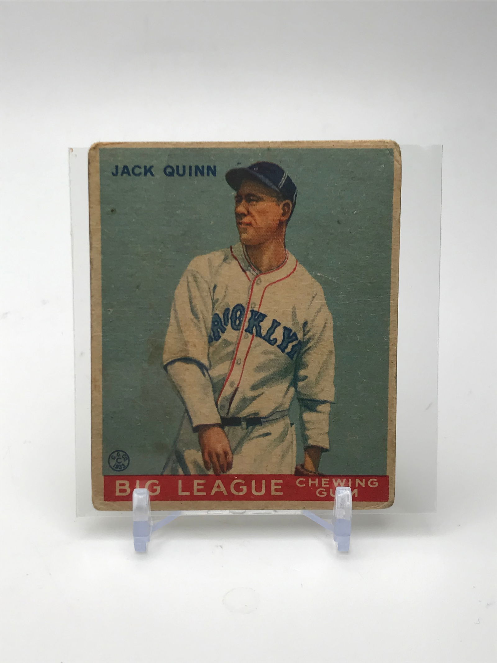 JACK QUINN 1933 GOUDY BIG LEAGUE CHEWING GUM BASEBALL CARD (1 of 2)
