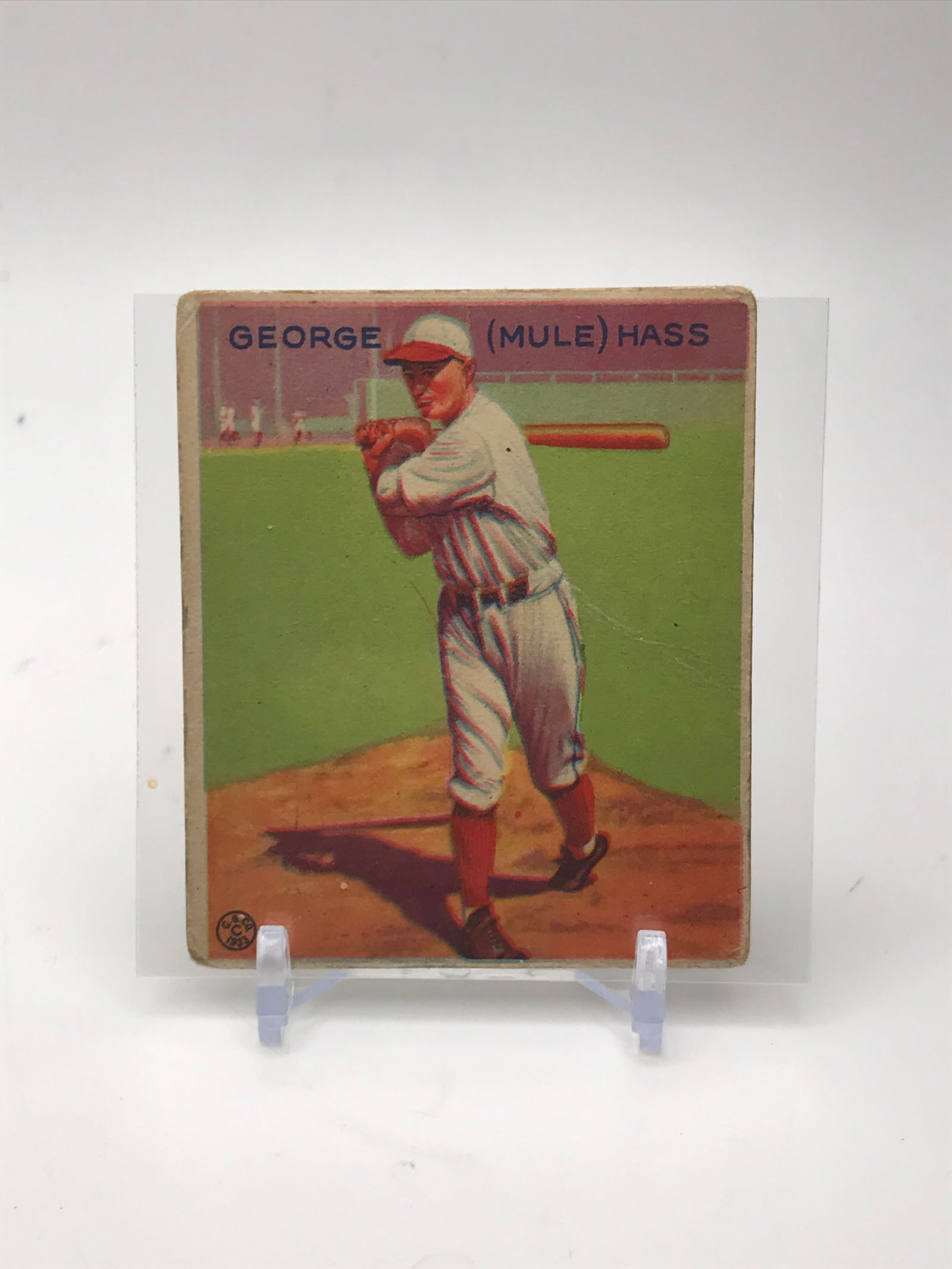 GEORGE HASS 1933 GOUDY BIG LEAGUE CHEWING GUM BASEBALL CARD (1 of 2)