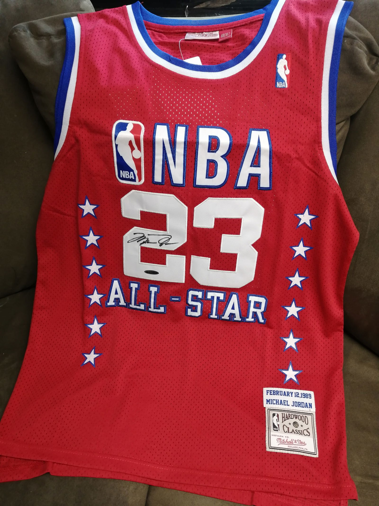 MICHAEL JORDAN SIGNED NBA ALL STAR MITCHELL AND NESS JERSEY (UPPER DECK COA) (1 of 4)
