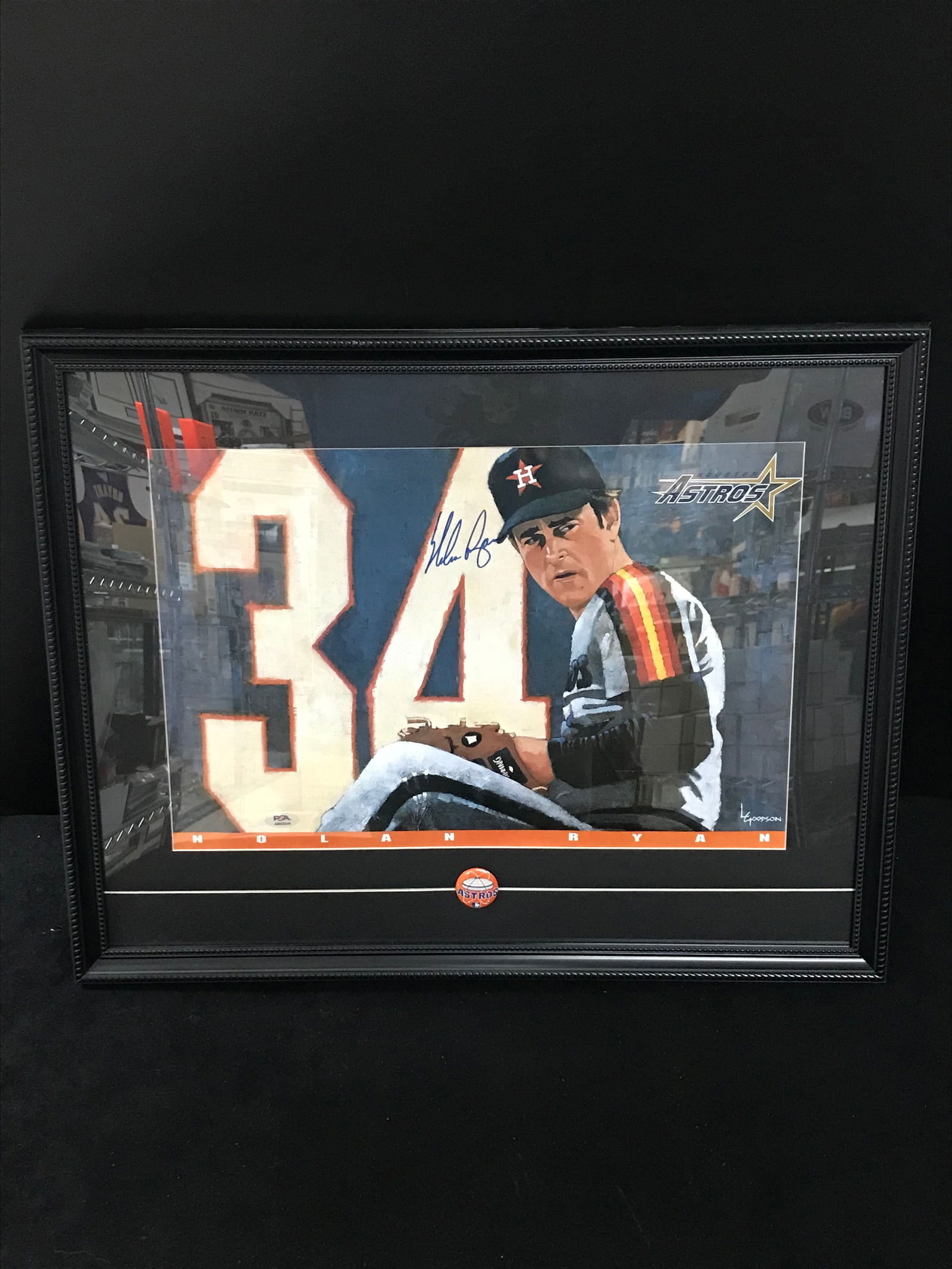 NOLAN RYAN SIGNED AND CUSTOM FRAMED HOUSTON ASTROS PORTRAIT (PSA COA) (1 of 2)