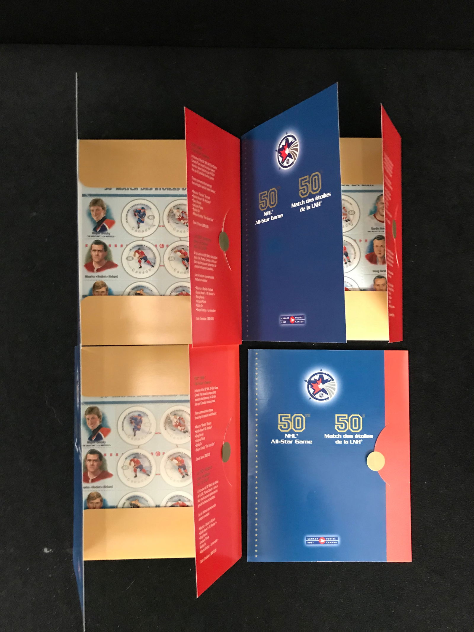 LOT OF 4 NHL 50TH ALL STAR GAME UNCUT STAMP SHEETS (1 of 1)