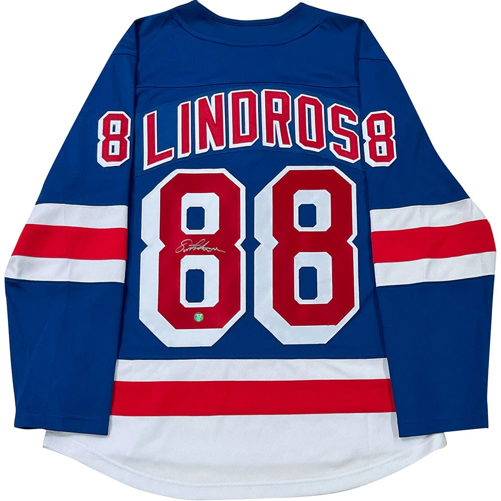 ERIC LINDROS SIGNED NEW YORK RANGERS JERSEY (FROZEN POND COA) (1 of 3)